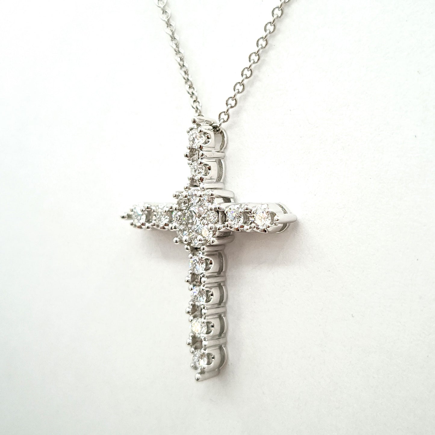 Dainty 0.5ct Natural Diamond Cross Pendant Necklace: 14K Gold Religious Jewelry - Anniversary gift