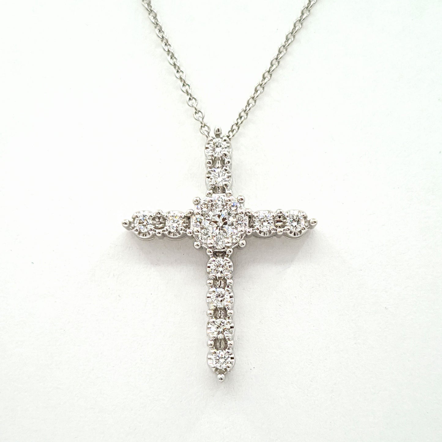 Dainty 0.5ct Natural Diamond Cross Pendant Necklace: 14K Gold Religious Jewelry - Anniversary gift