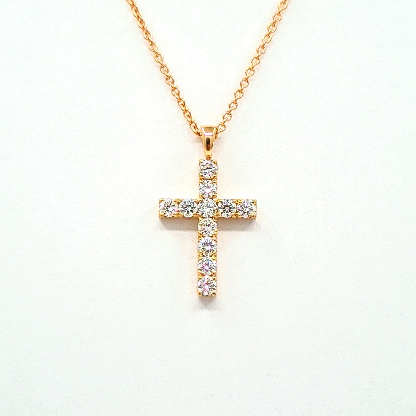 14K Gold Diamond Cross Necklace: Dainty 0.3ct Pendant