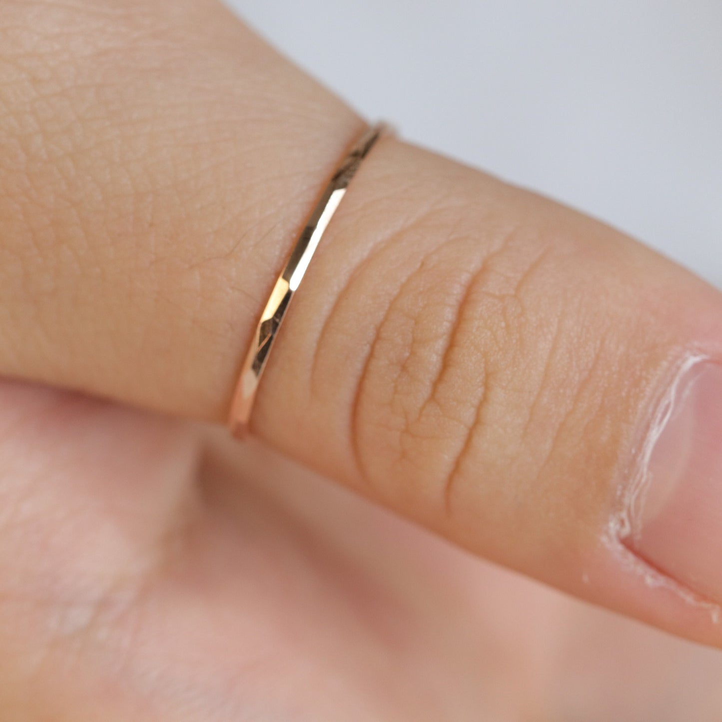 Handmade 14K Gold Stacking Ring - 1mm Thin Band
