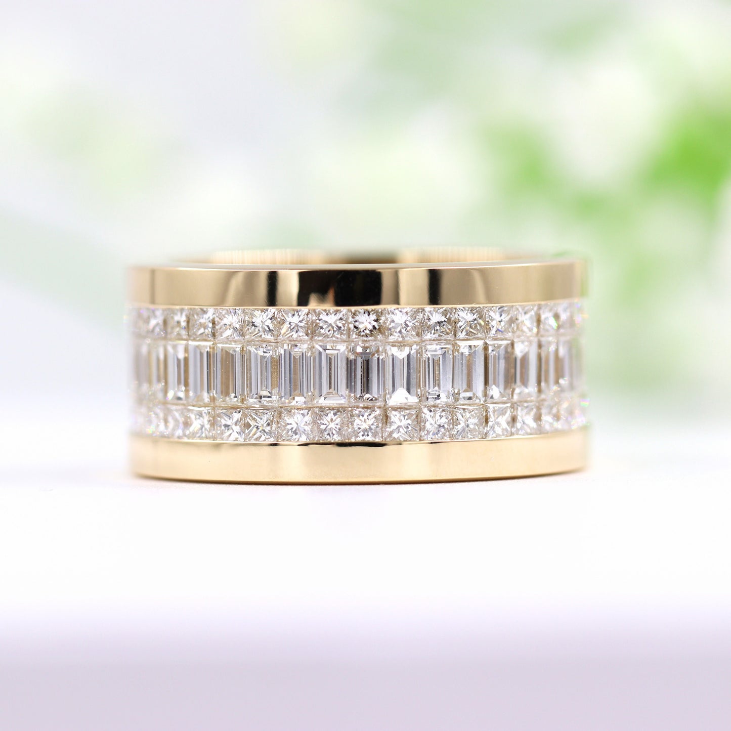 Invisible Set 6ct 3 Row Natural Diamond Eternity Ring: Platinum, 14k, 18k Gold Anniversary Band- Anniversary Gift