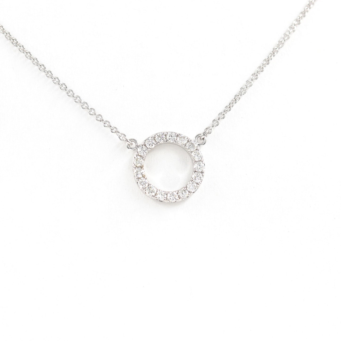 9.2mm Open Circle Natural Diamond Necklace/14k Gold Diamond Necklace/Simple Dainty Diamond Necklace/Anniversary Gift