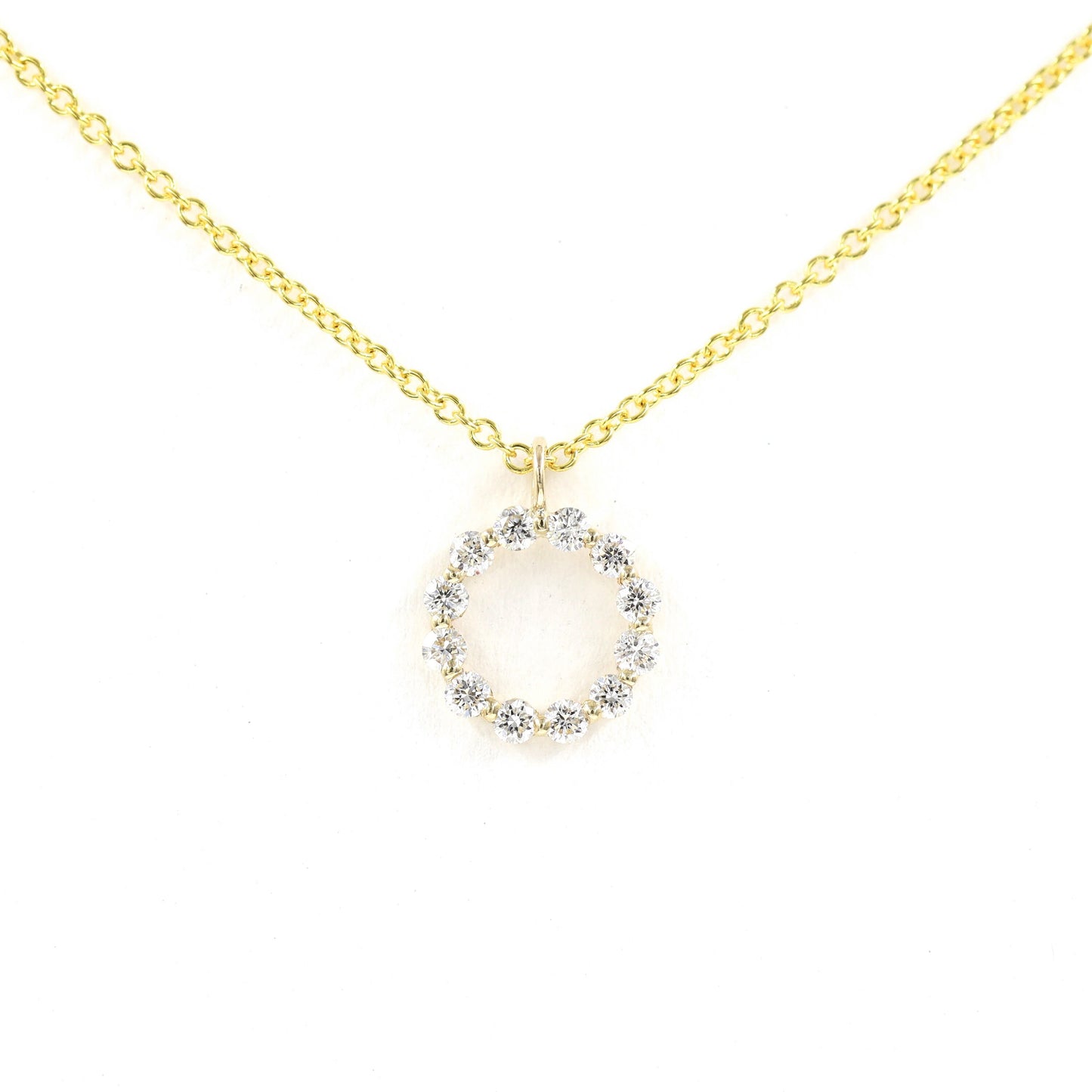 Natural Diamond Pendant / 14k Gold Diamond Necklace / Diamond Circle Necklace / Circle Diamond small Charm  / Anniversary Gift for Her
