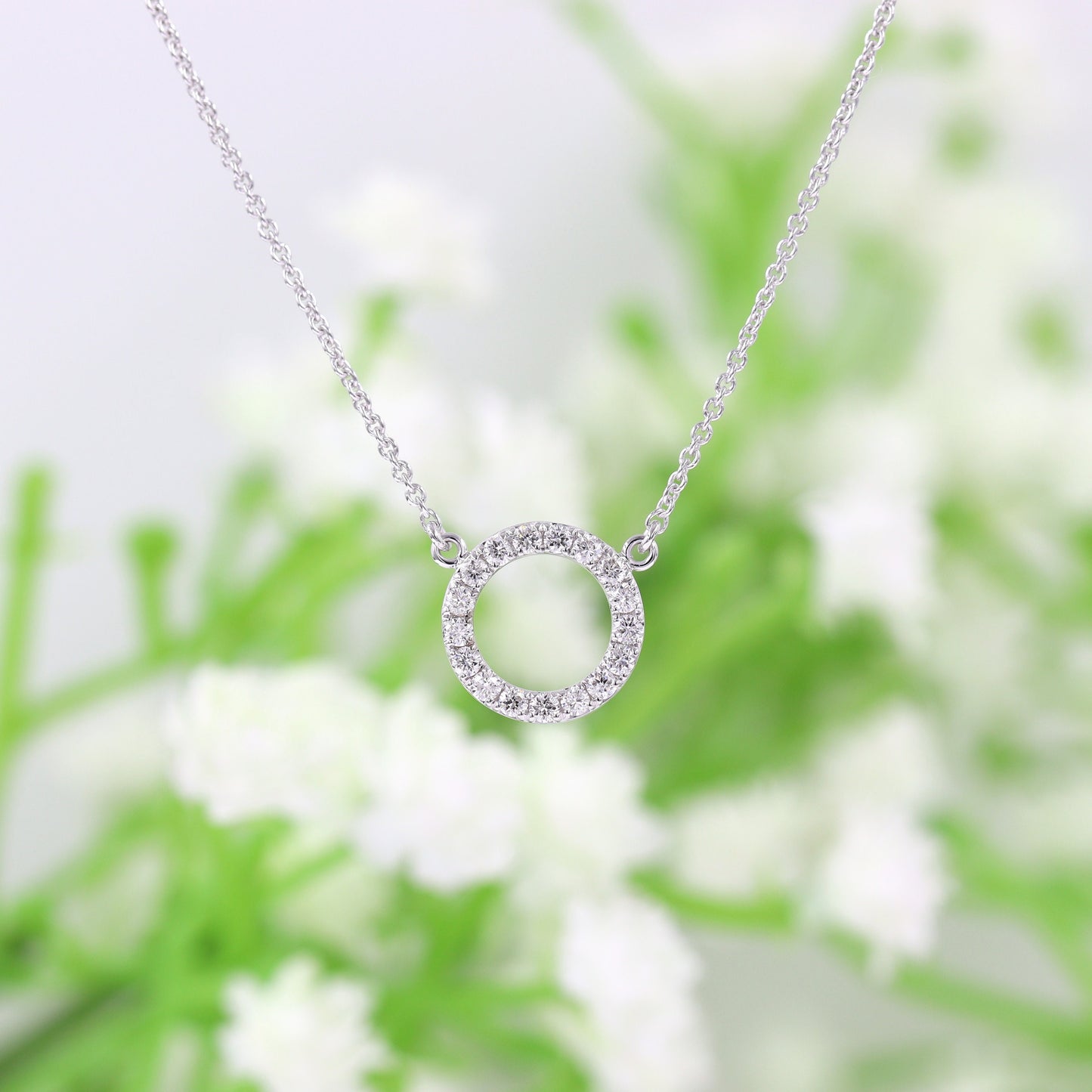 9.2mm Open Circle Natural Diamond Necklace/14k Gold Diamond Necklace/Simple Dainty Diamond Necklace/Anniversary Gift