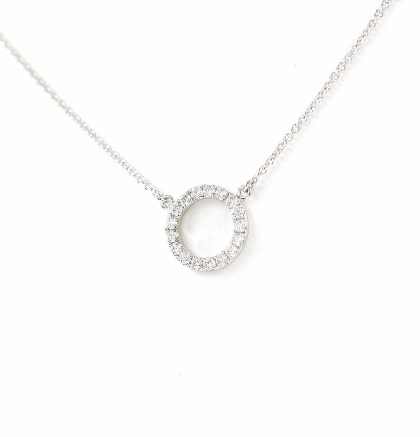 9.2mm Open Circle Natural Diamond Necklace/14k Gold Diamond Necklace/Simple Dainty Diamond Necklace/Anniversary Gift