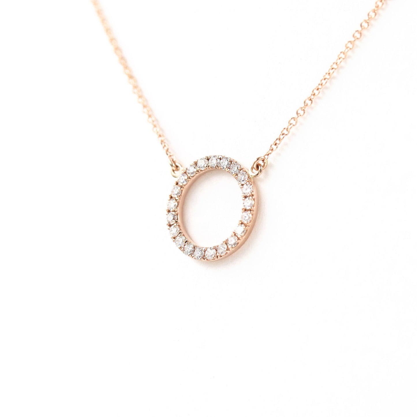 11mm Open Circle Natural Diamond Necklace/14k Gold Diamond Necklace/Simple Dainty Diamond Necklace/Anniversary Gift