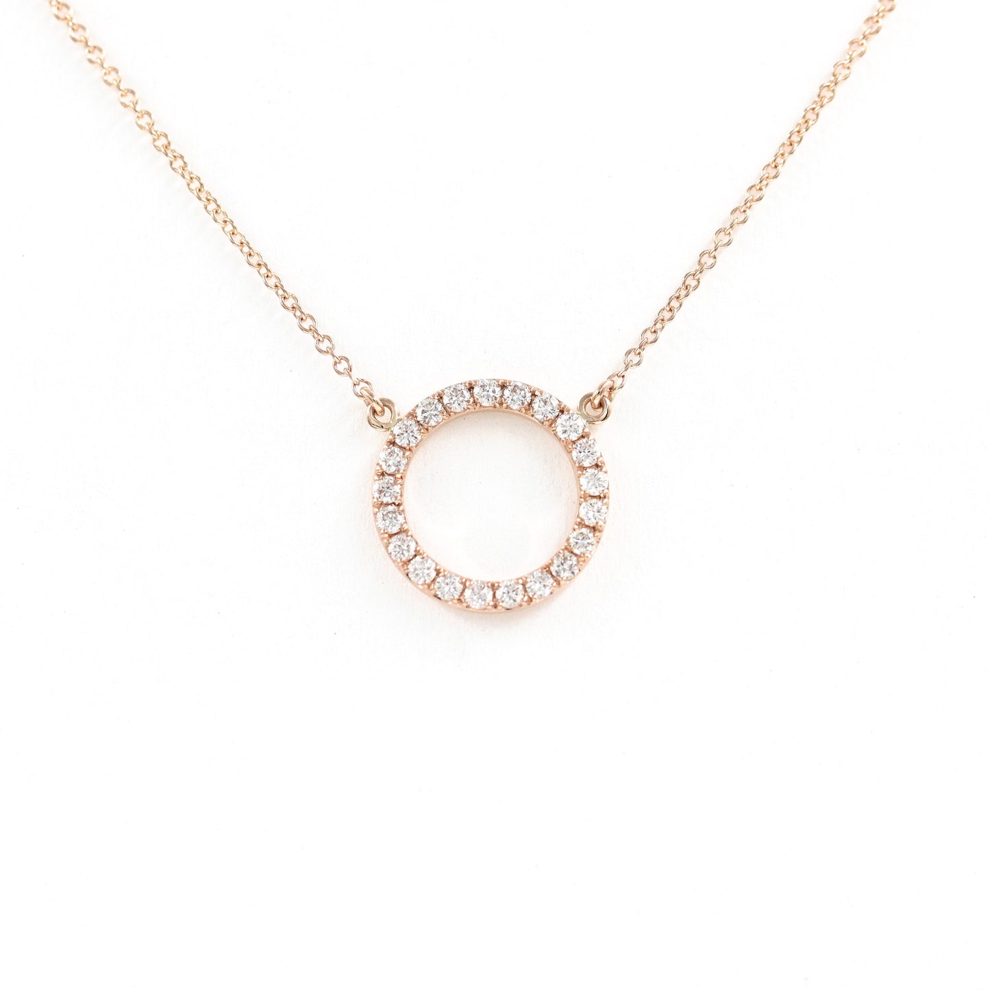 11mm Open Circle Natural Diamond Necklace/14k Gold Diamond Necklace/Simple Dainty Diamond Necklace/Anniversary Gift