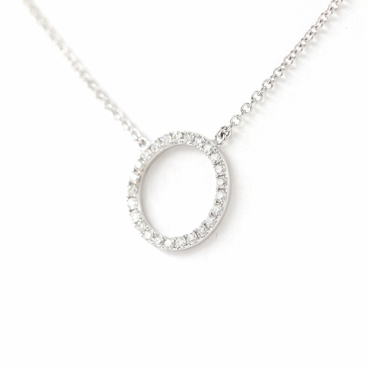 13mm Open Circle Natural Diamond Necklace/14k Gold Diamond Necklace/Simple Dainty Diamond Necklace/Anniversary Gift