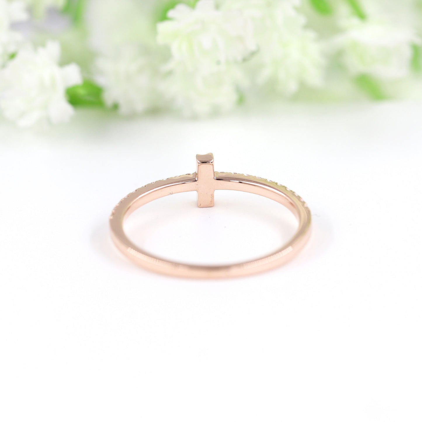 Dainty Natural Diamond Ring /Anniversary Diamond Ring/ 4K gold Diamond Ring/Religious Ring /Holy Cross Ring / Minimalist Ring / Gift for her