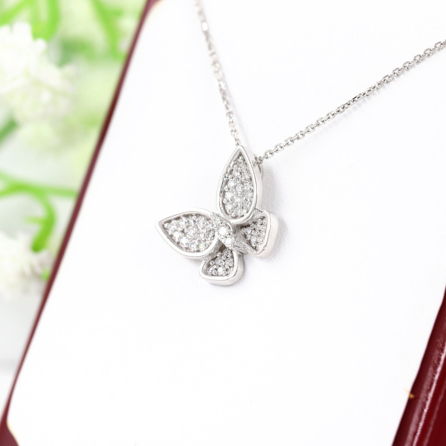 Butterfly Charm Pendant Diamond Necklace / Unique Necklace/ Natural Brilliant Diamond Butterfly Charm/ 14K Gold Necklace/ Anniversary Gift