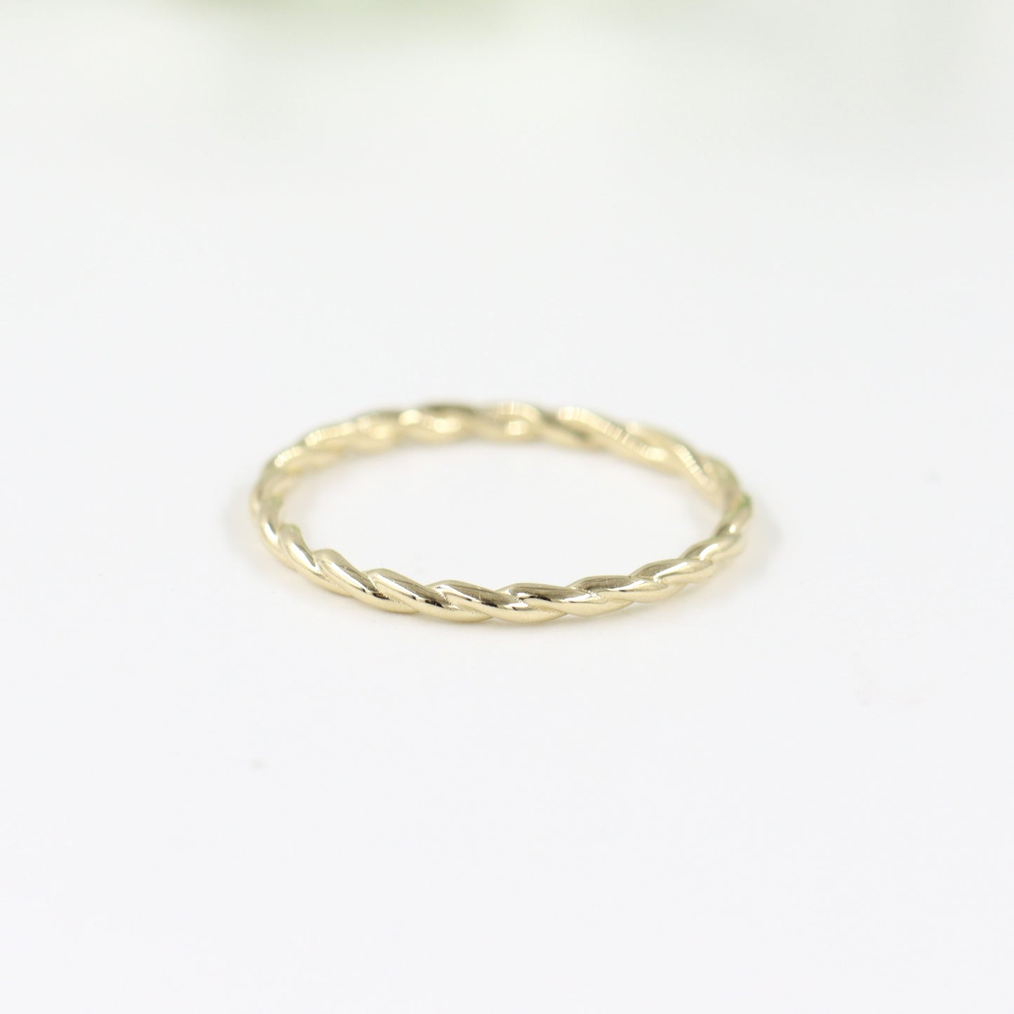 14k Solid Gold Twist Ring: 1.5mm Twisted Rope Wedding Band
