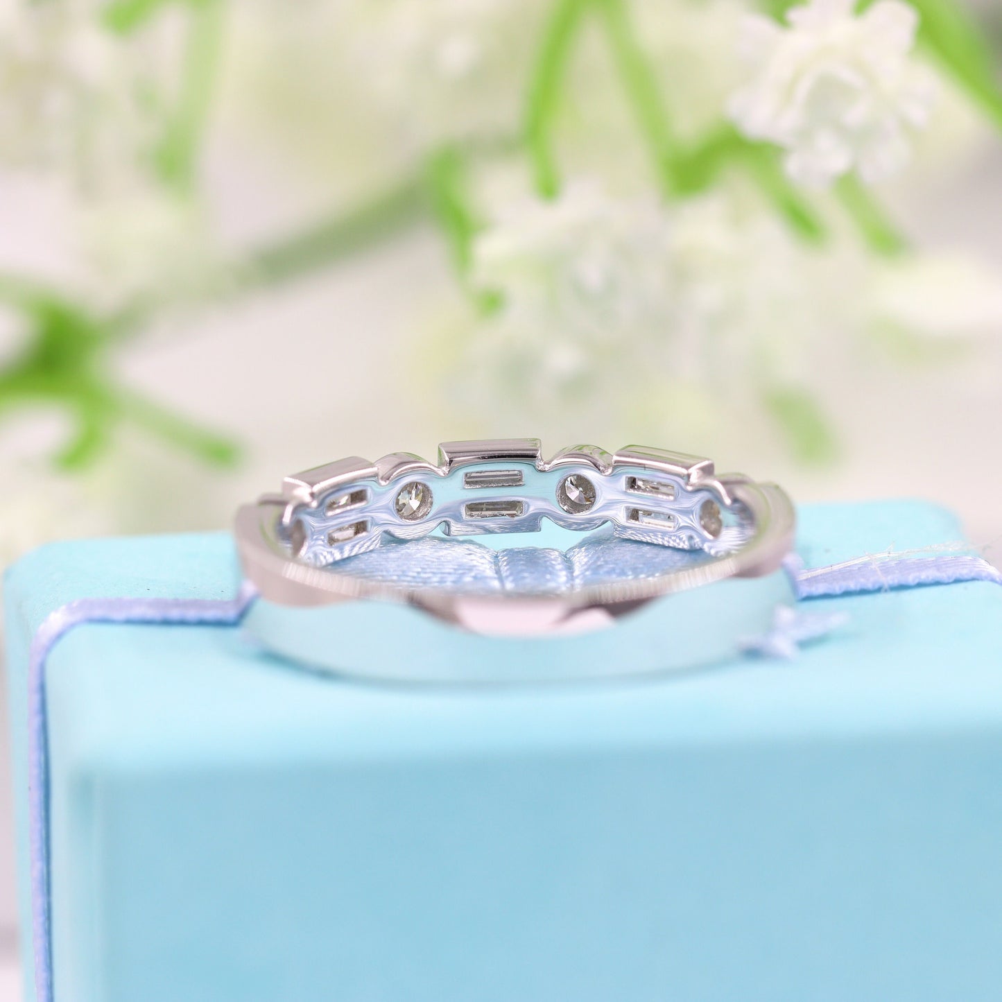14k Gold Diamond Eternity Band: Baguette & Round Anniversary Ring