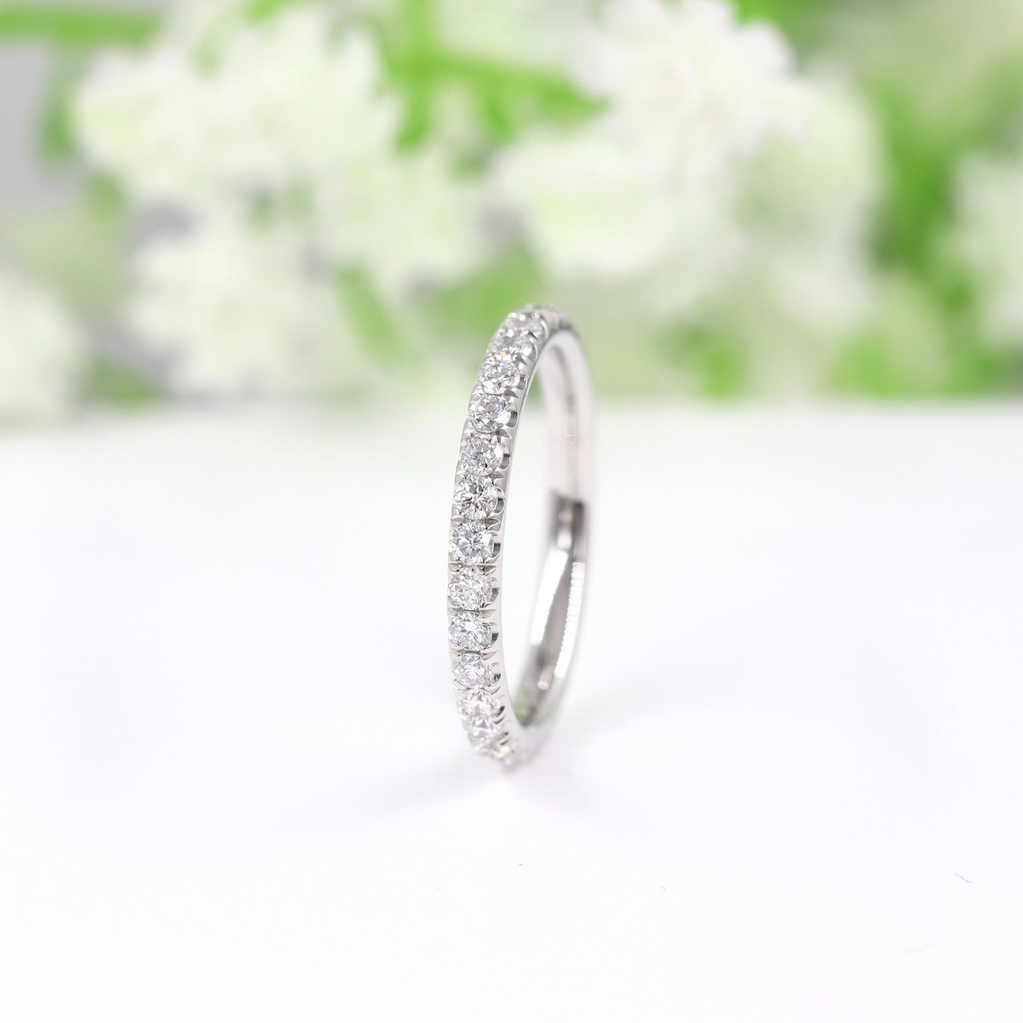 Handmade 14K Gold Full Eternity Natural Diamond Wedding Band (2.2mm)- Anniversary gift