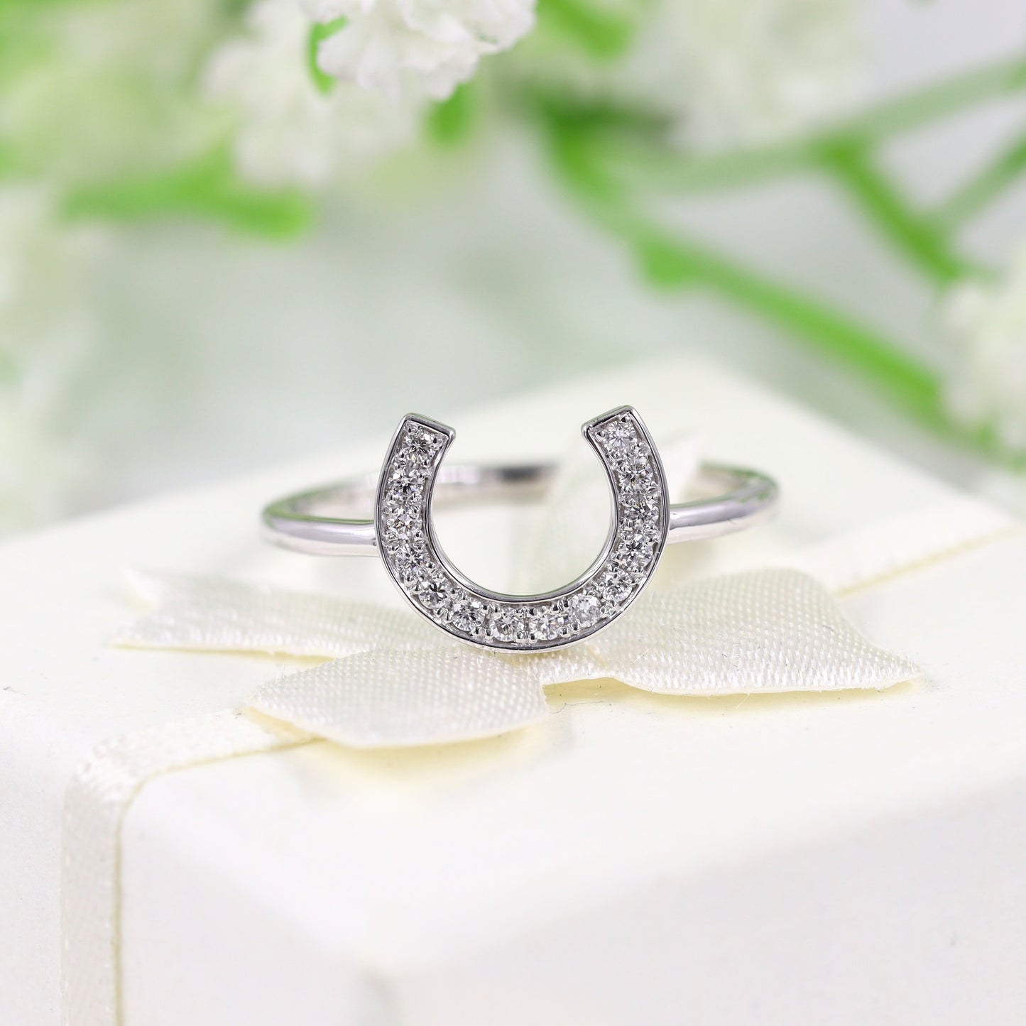 Horse shoe Natural Diamond Ring /Unique Band/14K Solid Gold Diamond Horse shoe Ring/Anniversary Gift