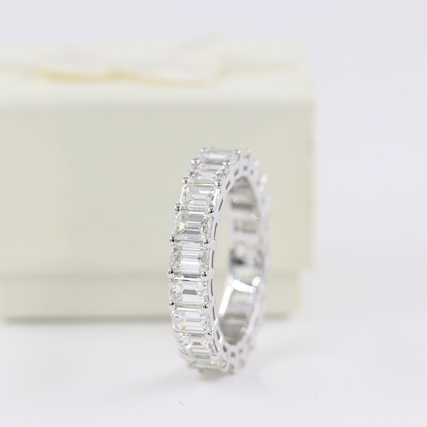 7ct Emerald Cut Natural Diamond Full Eternity Wedding Band, 14K Gold Diamond Ring - Anniversary gift