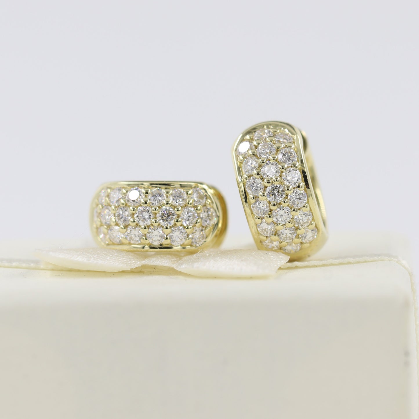 14k Gold 3 Row Natural Diamond Hoop Earrings/ Diameter 13mm Diamond Hoop Earrings / 6.2mm Width Diamond Hoop Earrings / Anniversary gift