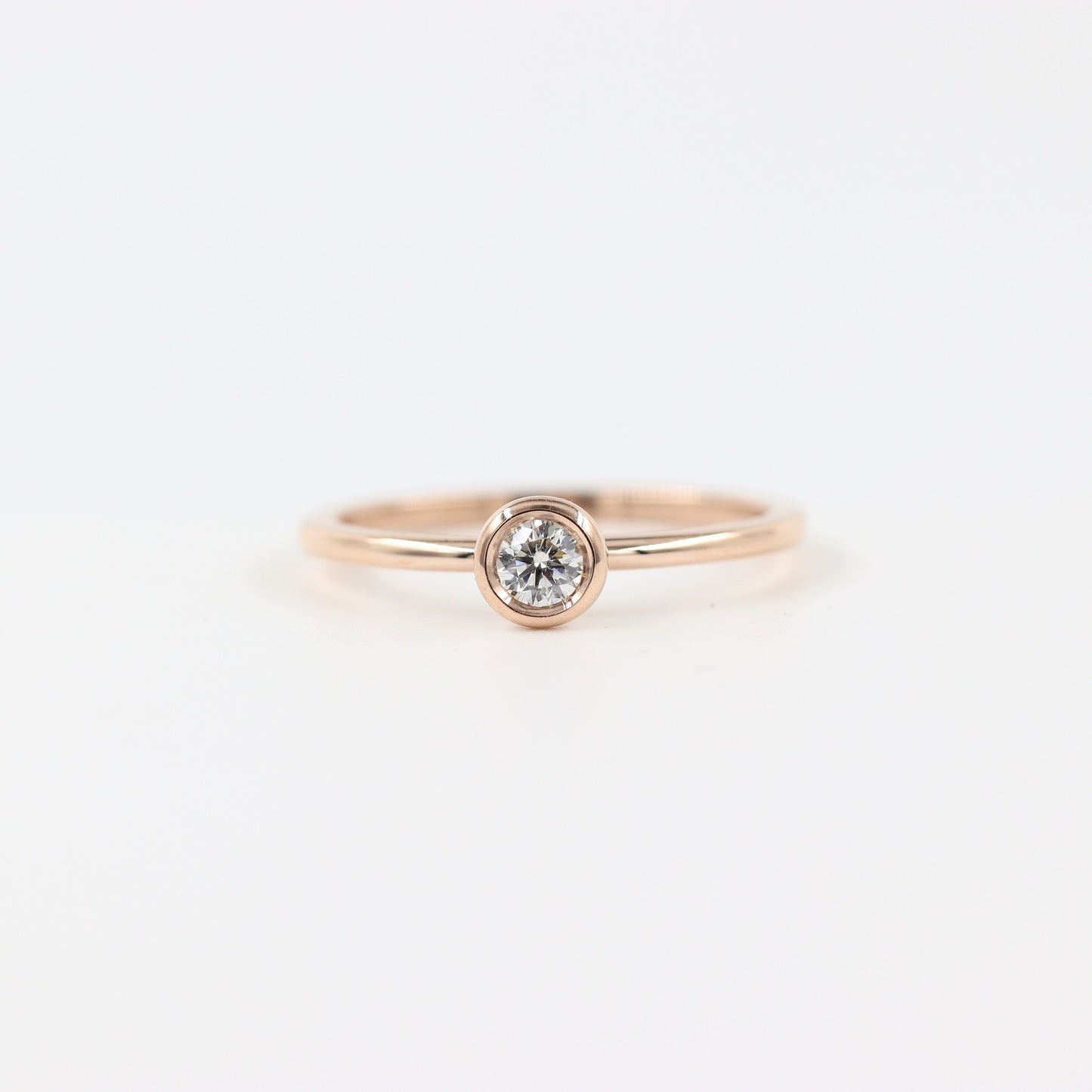 14K Gold Natural Diamond Bezel Ring: Simple Handmade Engagement Ring