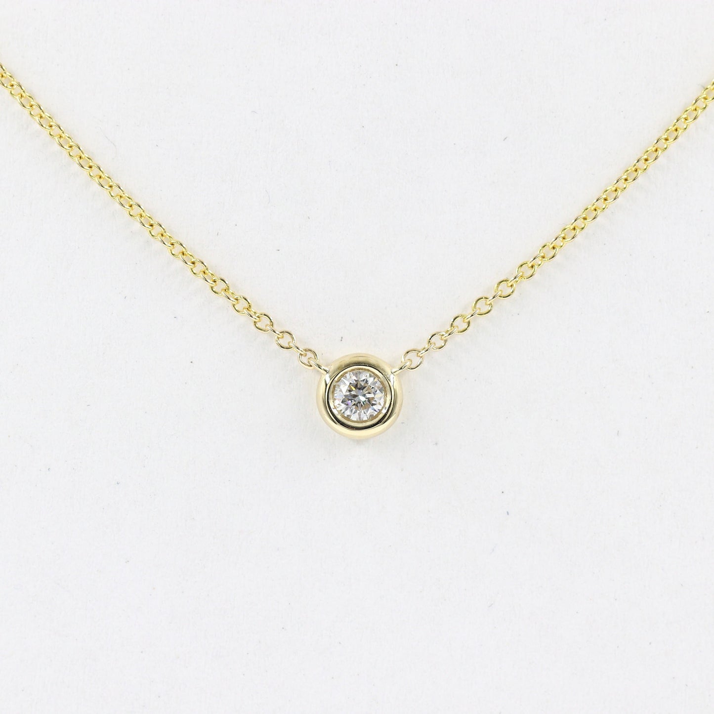 14K Gold Solitaire Diamond Necklace: Minimalist Bezel Setting