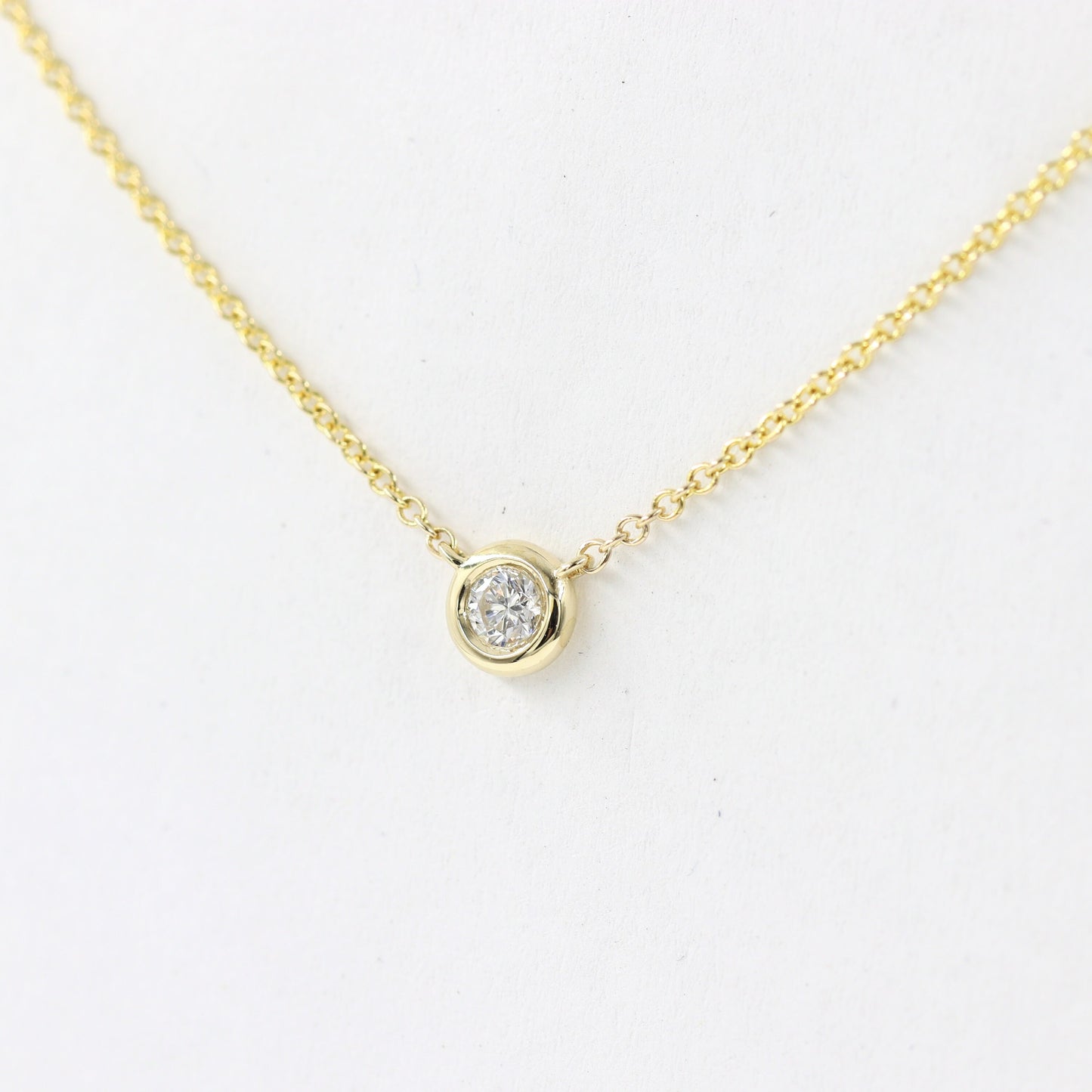 14K Gold Solitaire Diamond Necklace: Minimalist Bezel Setting