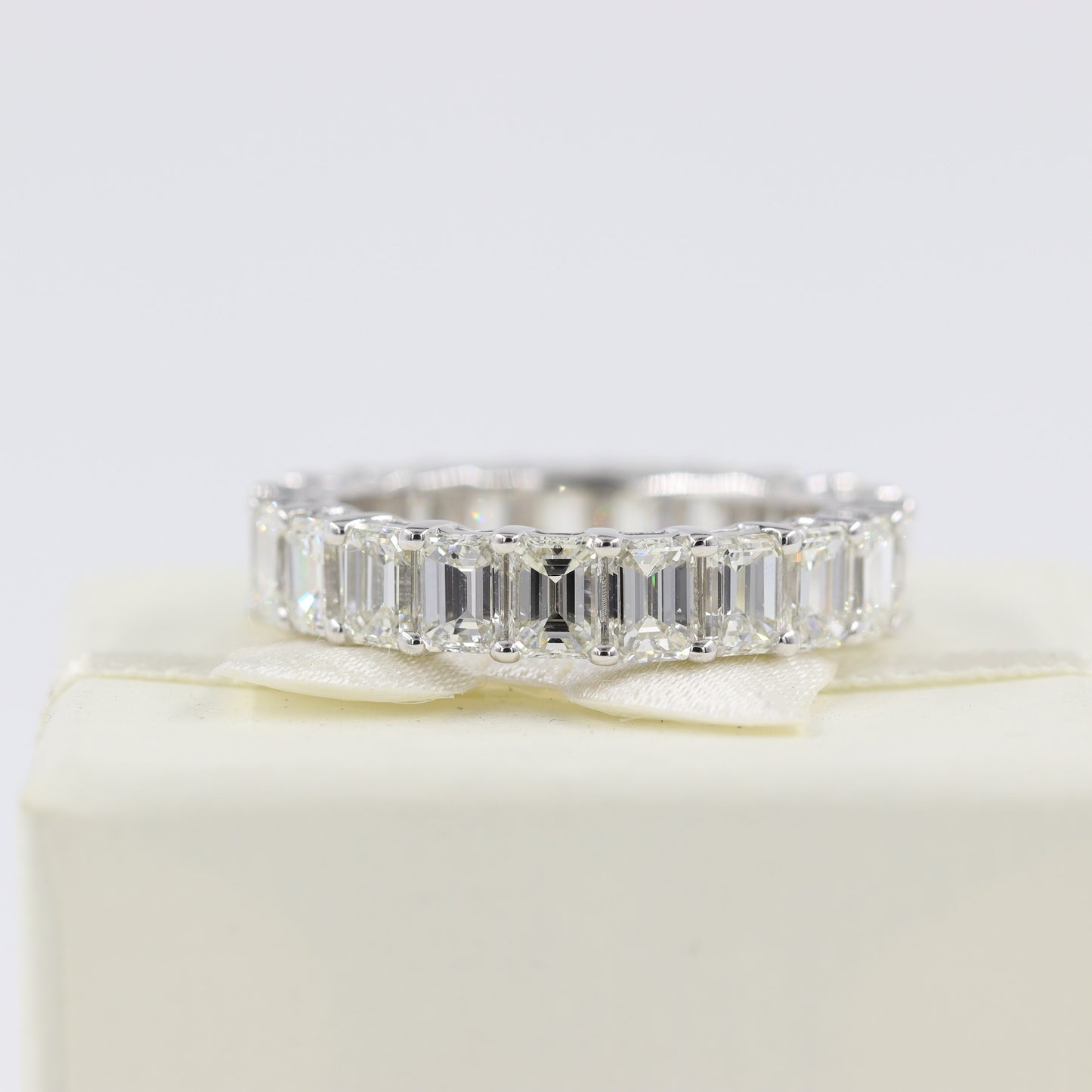 7ct Emerald Cut Natural Diamond Full Eternity Wedding Band, 14K Gold Diamond Ring - Anniversary gift
