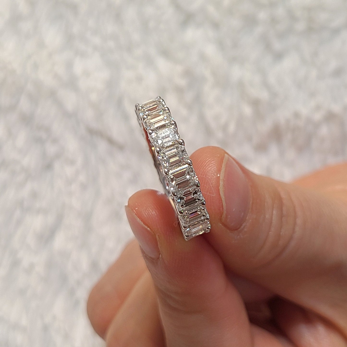 7ct Emerald Cut Natural Diamond Full Eternity Wedding Band, 14K Gold Diamond Ring - Anniversary gift