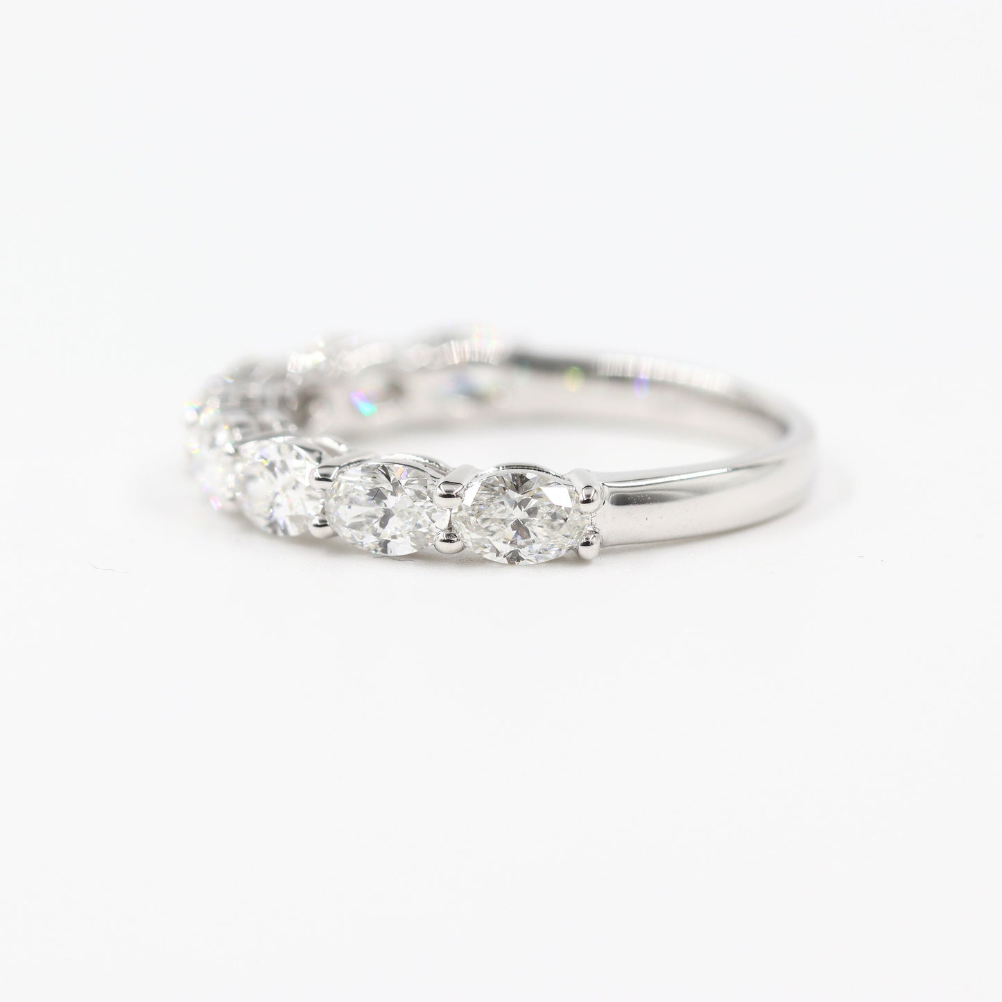 2ct Oval Natural  Diamond Half Eternity 14K Gold Wedding Band
