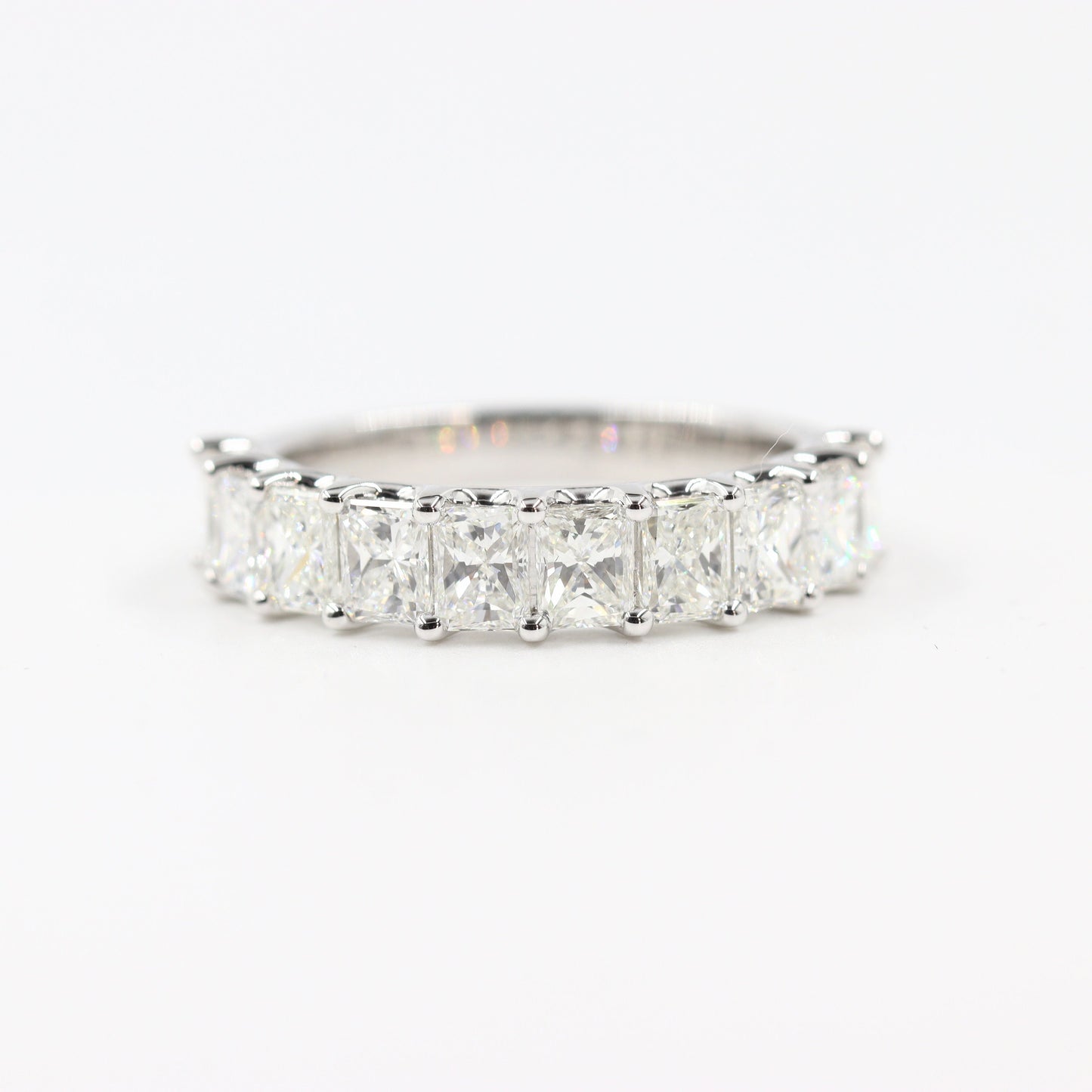 Radiant Cut 3ct Natural Diamond Wedding Band: 14K Gold Half Eternity Ring- Anniversary Gift
