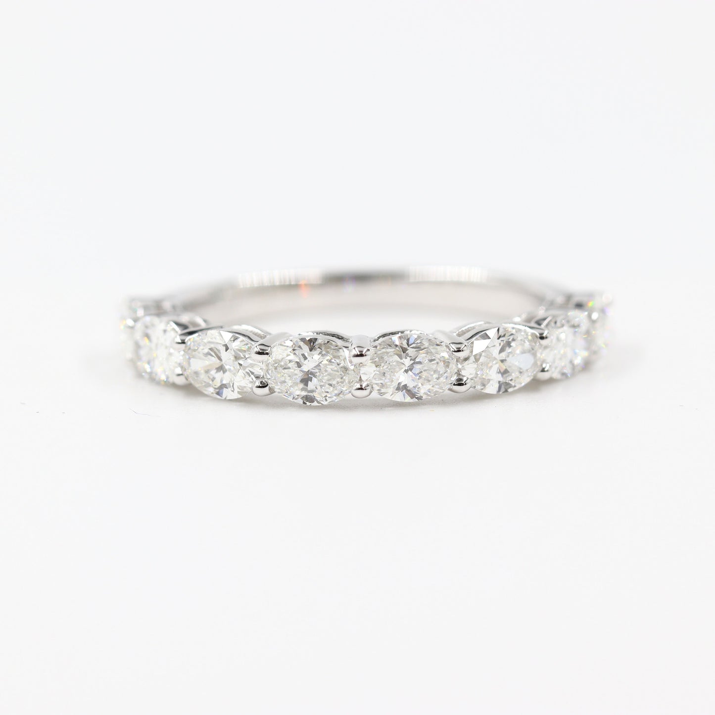 2ct Oval Natural  Diamond Half Eternity 14K Gold Wedding Band