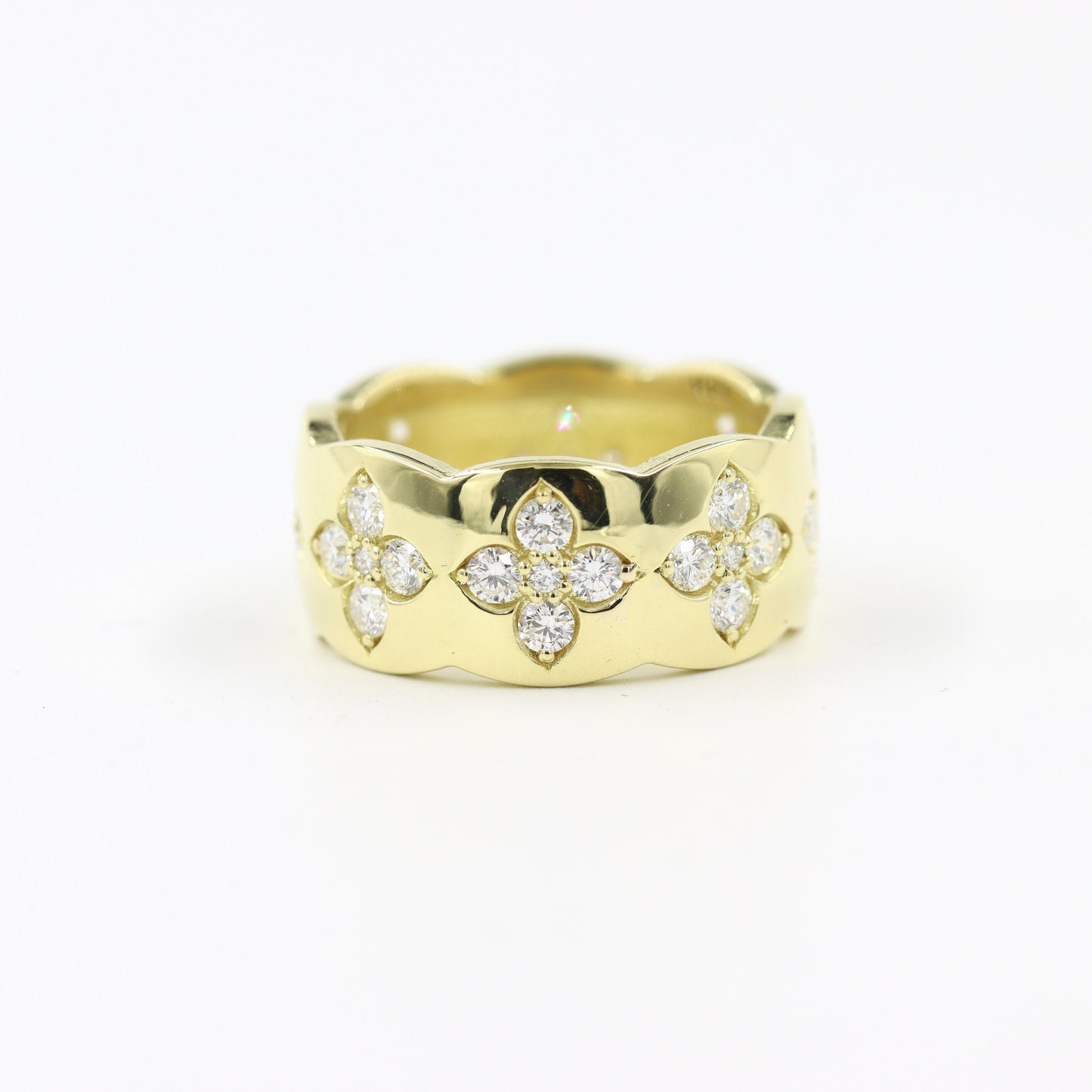 Flower Natural Diamond Eternity Band: 14K Gold Anniversary Ring