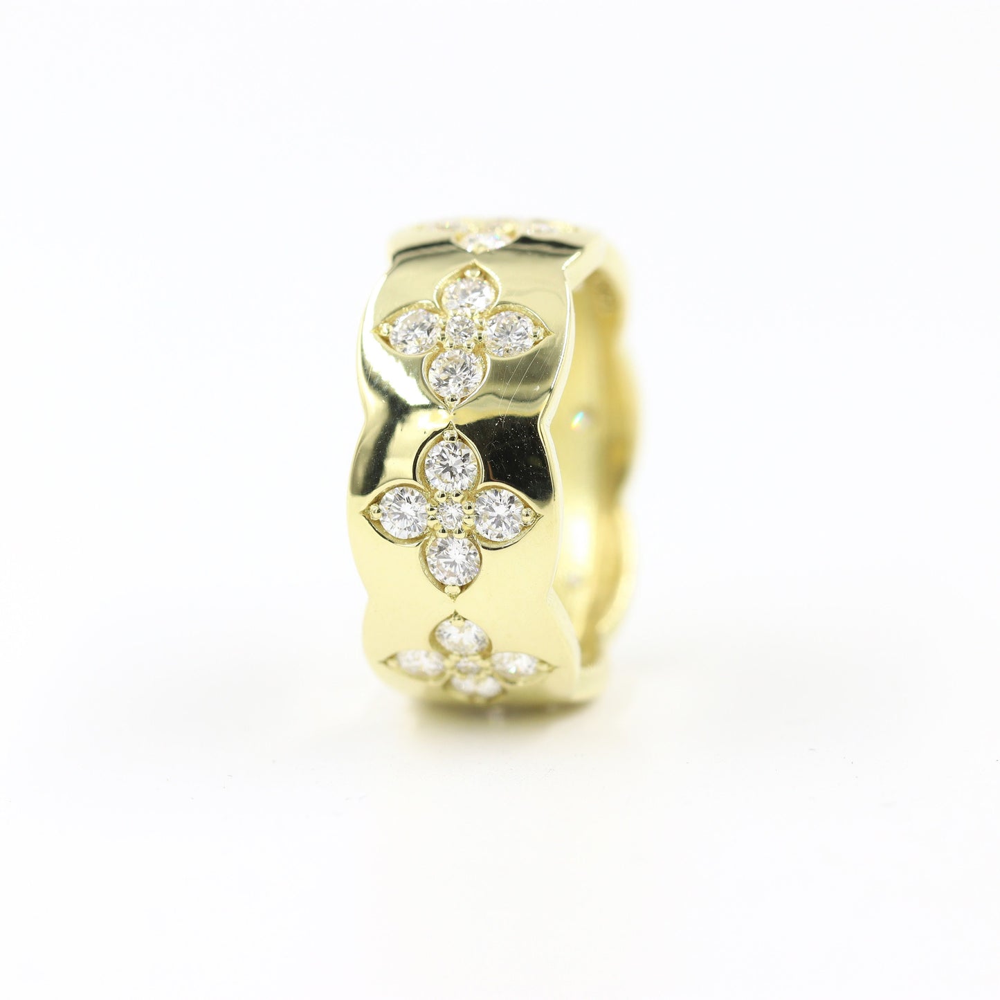 Flower Natural Diamond Eternity Band: 14K Gold Anniversary Ring