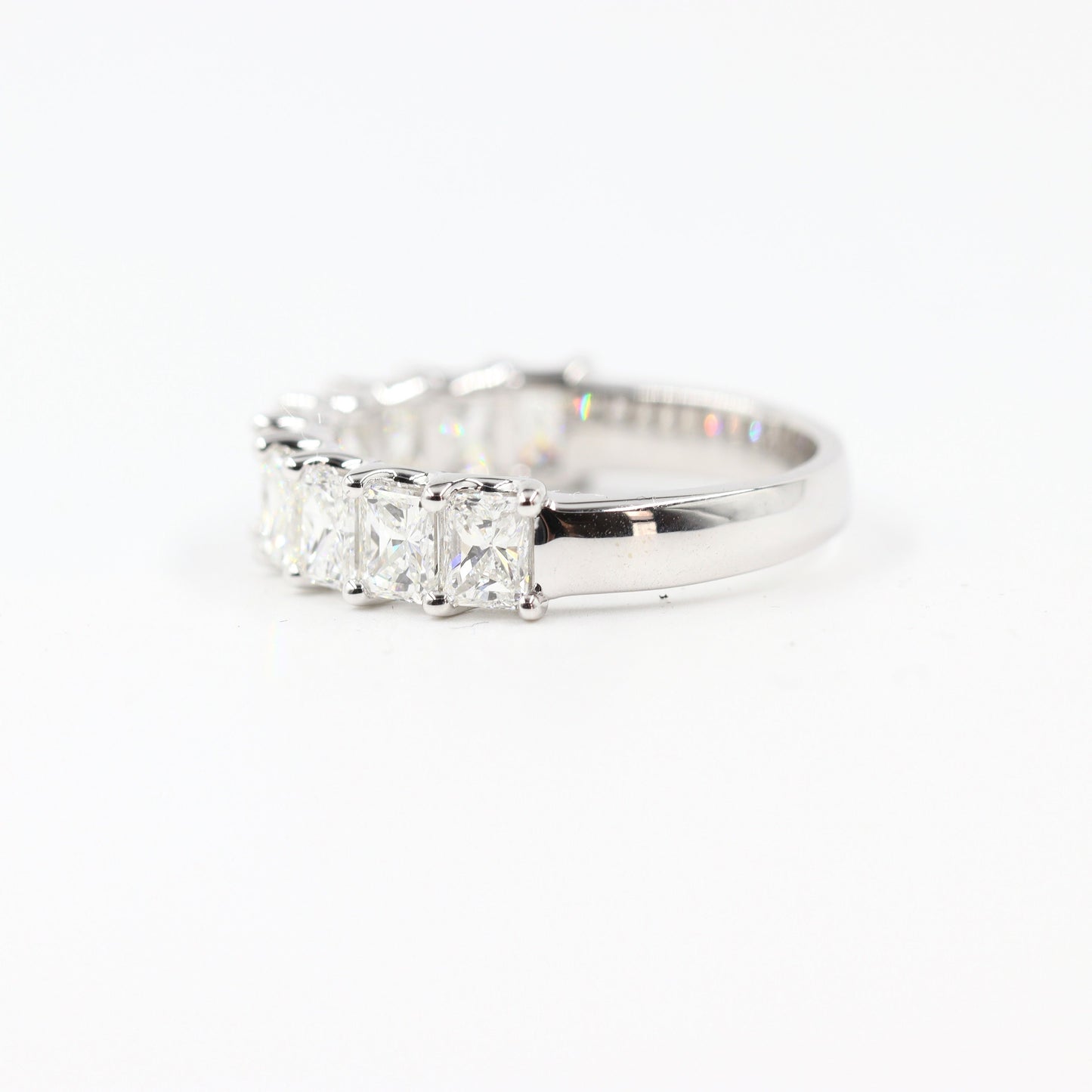 Radiant Cut 3ct Natural Diamond Wedding Band: 14K Gold Half Eternity Ring- Anniversary Gift