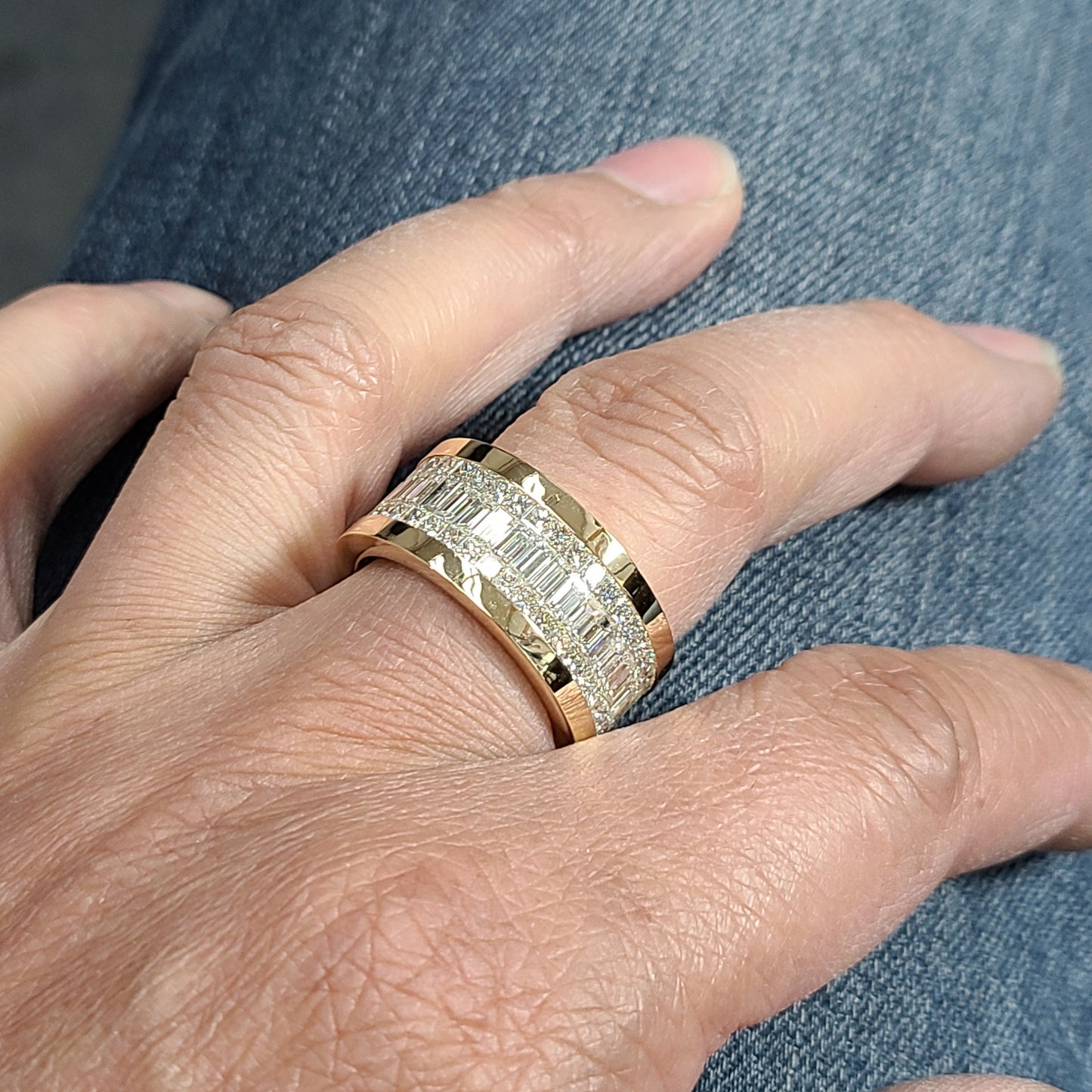 Invisible Set 6ct 3 Row Natural Diamond Eternity Ring: Platinum, 14k, 18k Gold Anniversary Band- Anniversary Gift