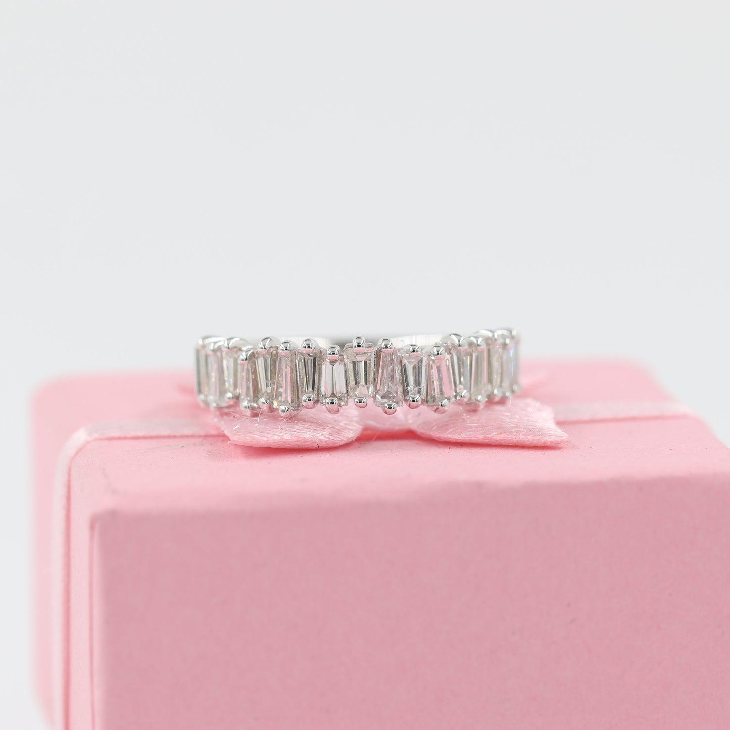 Tapered Baguette Diamond Ring/ Half Eternity Stackable Ring/ Zig Zag Baguette Engagement Ring/Anniversary Gift