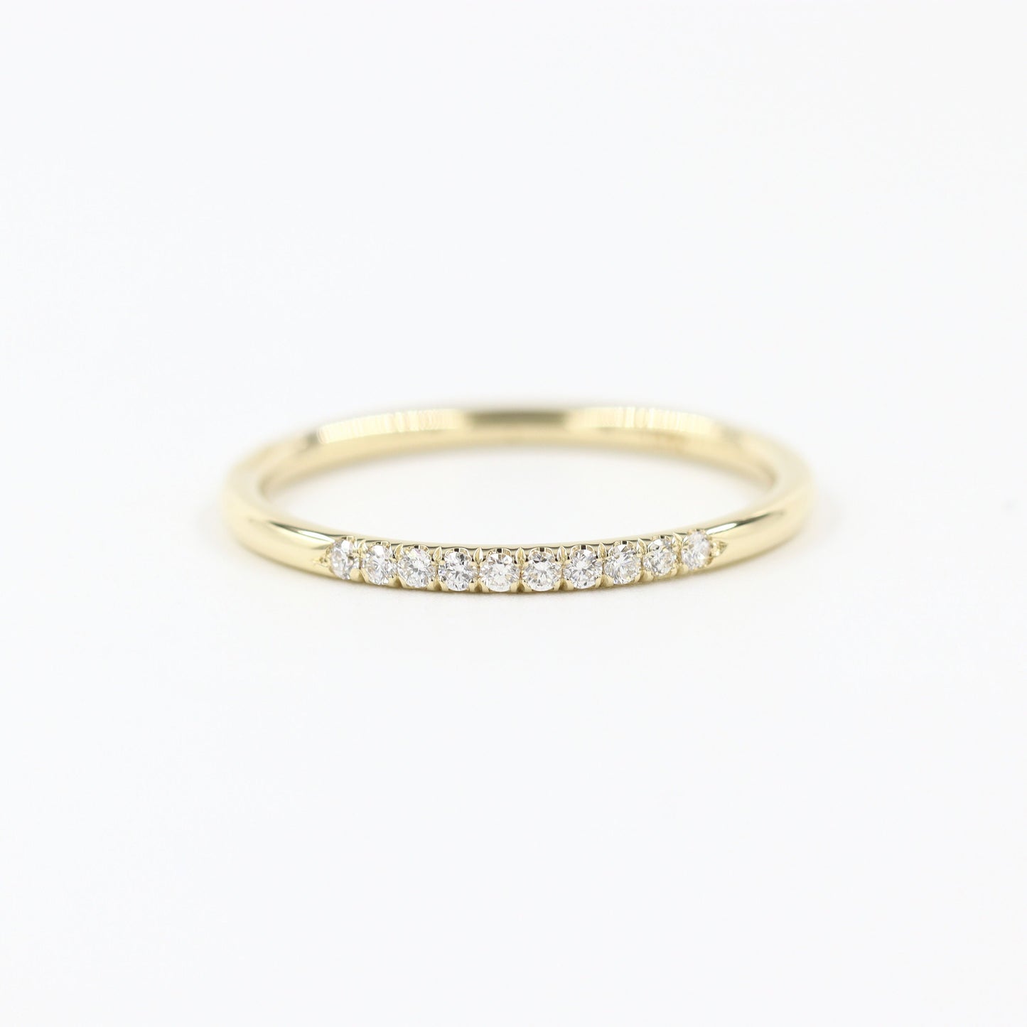 14K Gold Natural Diamond Wedding Band: Stackable Halo 1.5mm Ring - Anniversary Gift