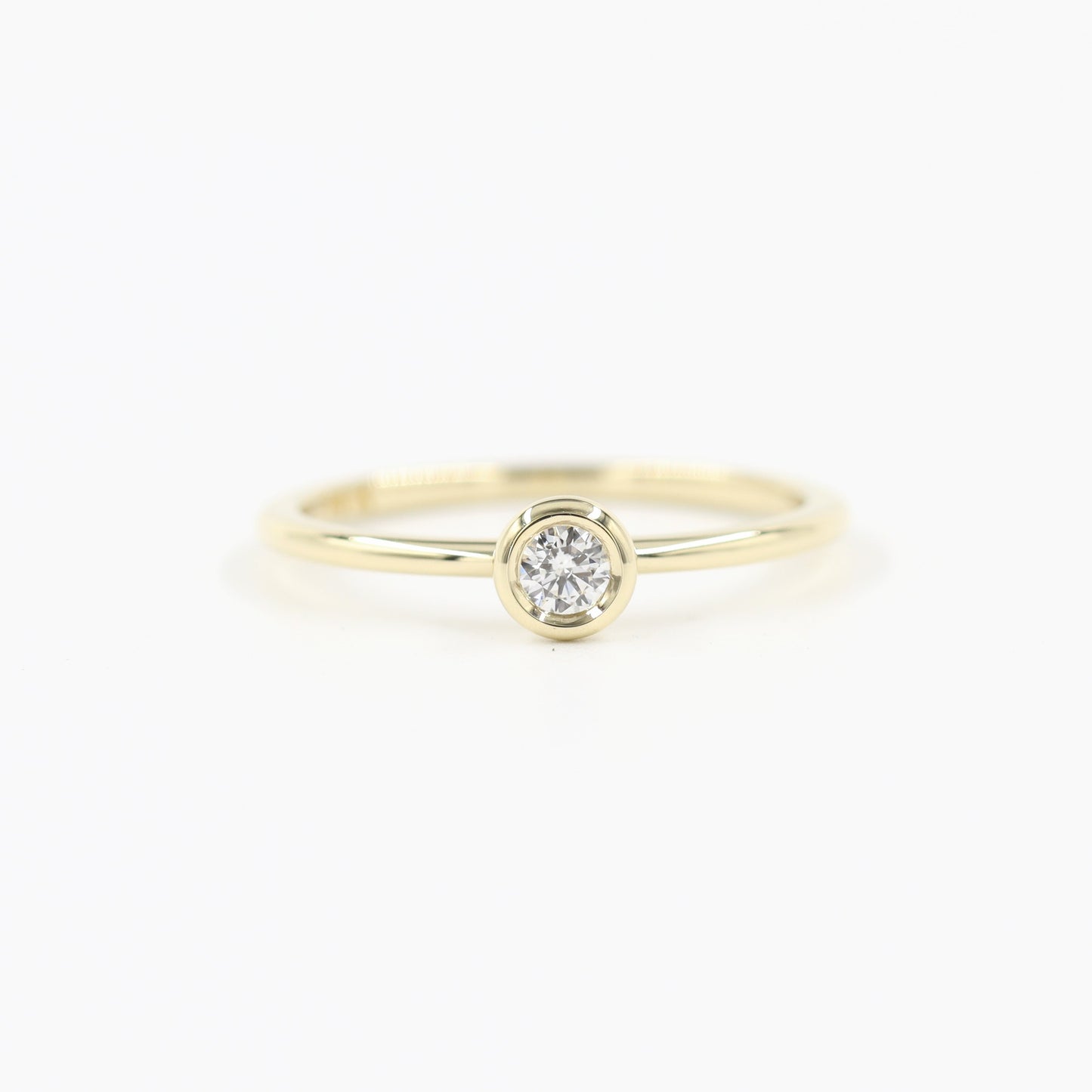 14K Gold Natural Diamond Bezel Ring: Simple Handmade Engagement Ring