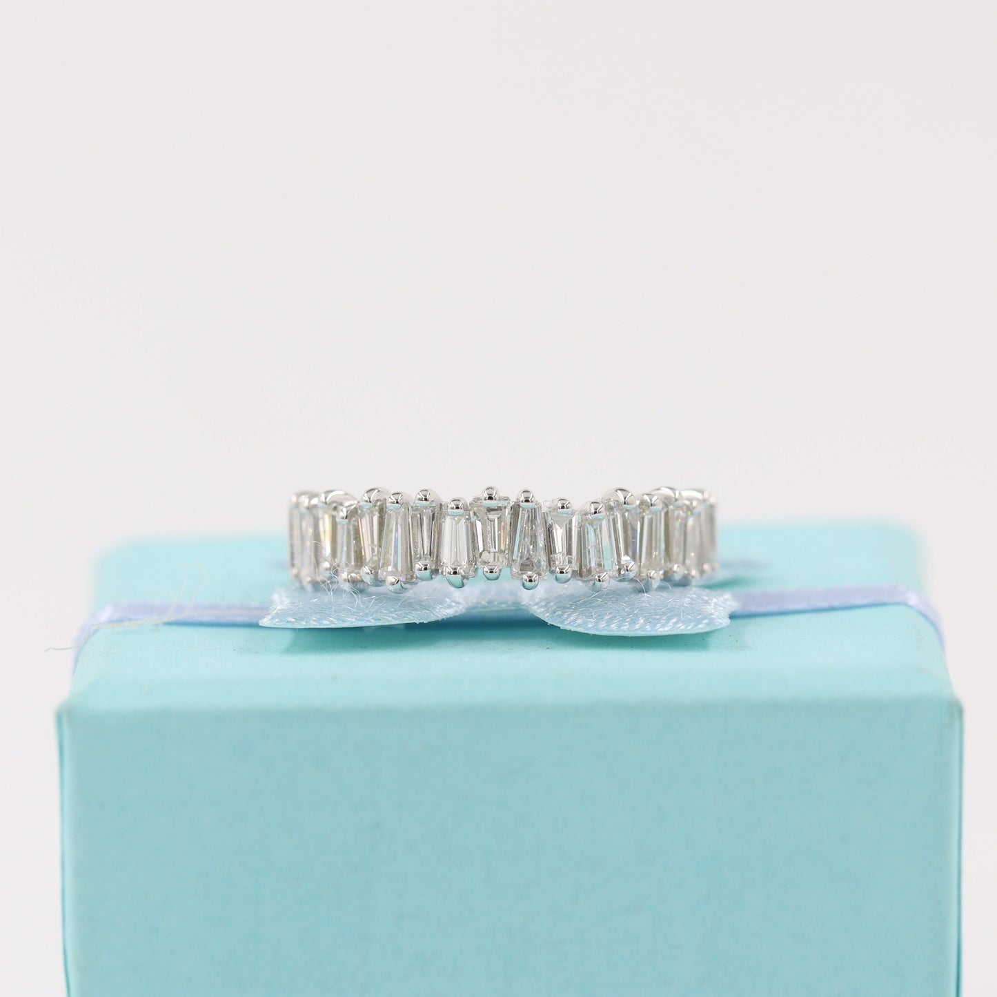 Tapered Baguette Diamond Ring/ Half Eternity Stackable Ring/ Zig Zag Baguette Engagement Ring/Anniversary Gift