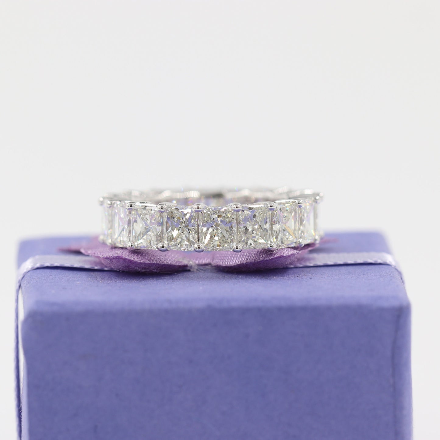 Radiant Cut Natural Diamond Full Eternity Wedding Band, 14K Gold