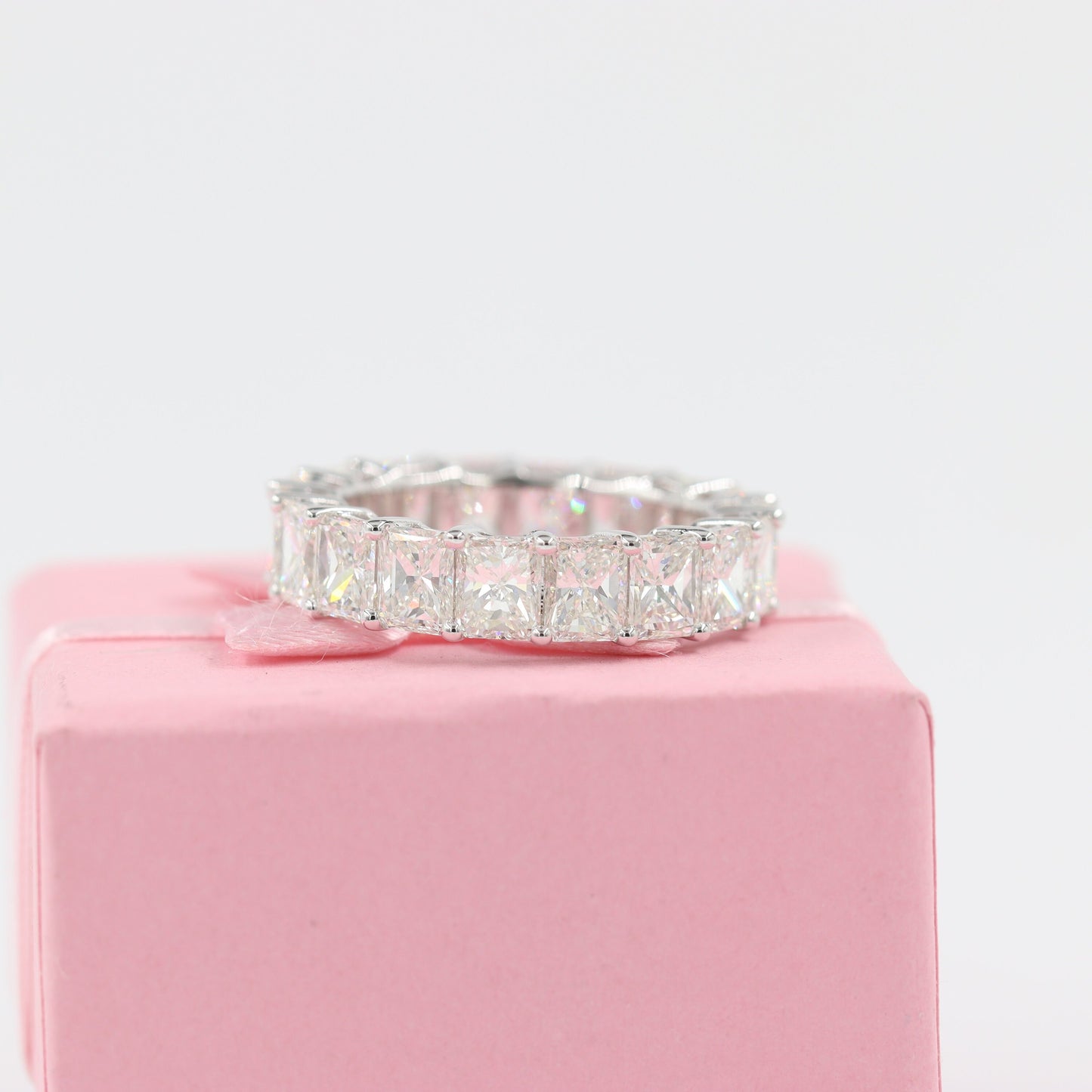 Radiant Cut Natural Diamond Full Eternity Wedding Band, 14K Gold