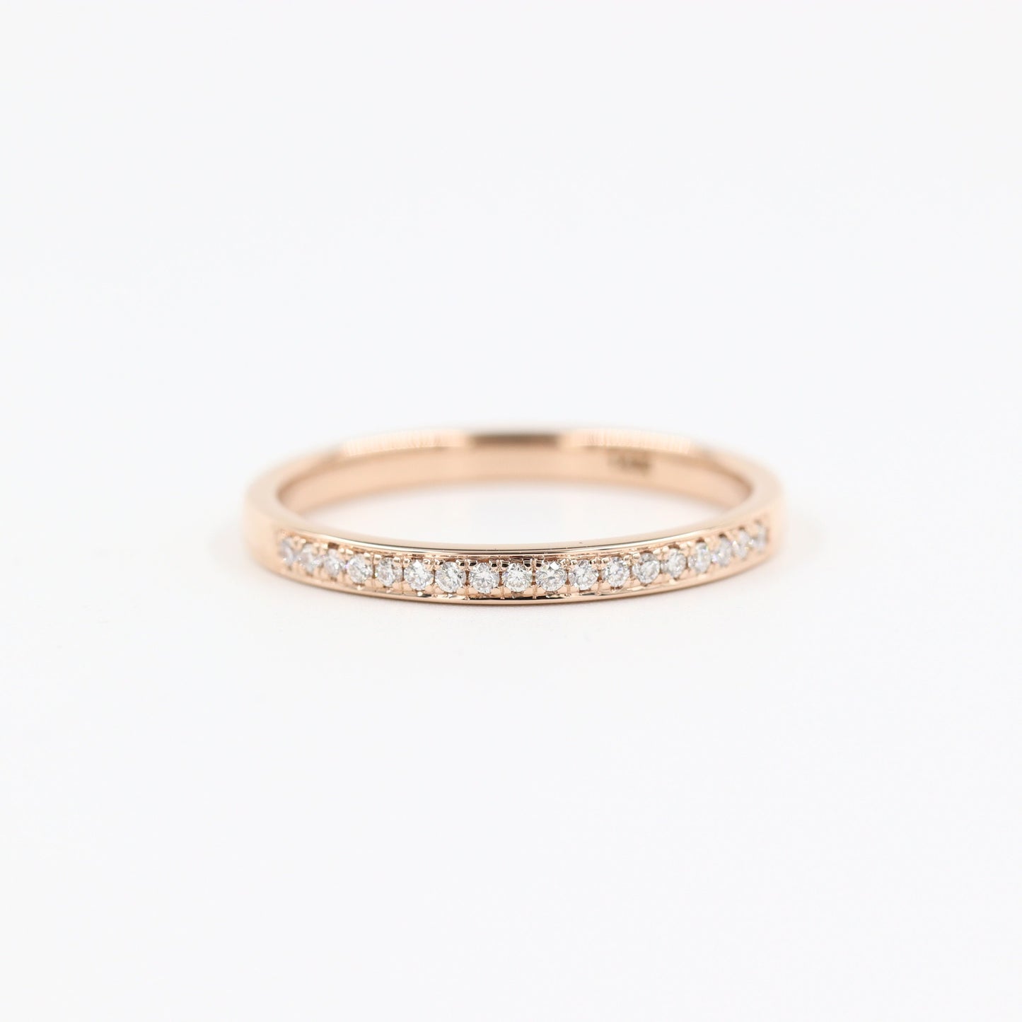 14K Gold Natural Diamond Wedding Band: Handmade Stackable Ring- Anniversary Gift