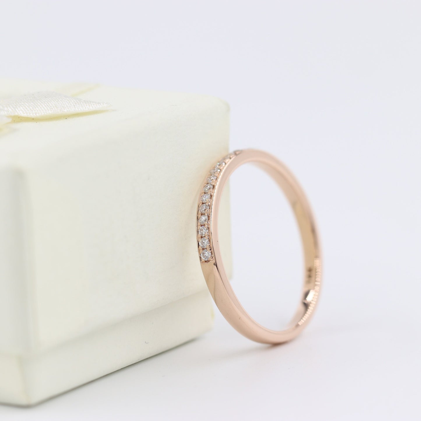 14K Gold Natural Diamond Wedding Band: Handmade Stackable Ring- Anniversary Gift