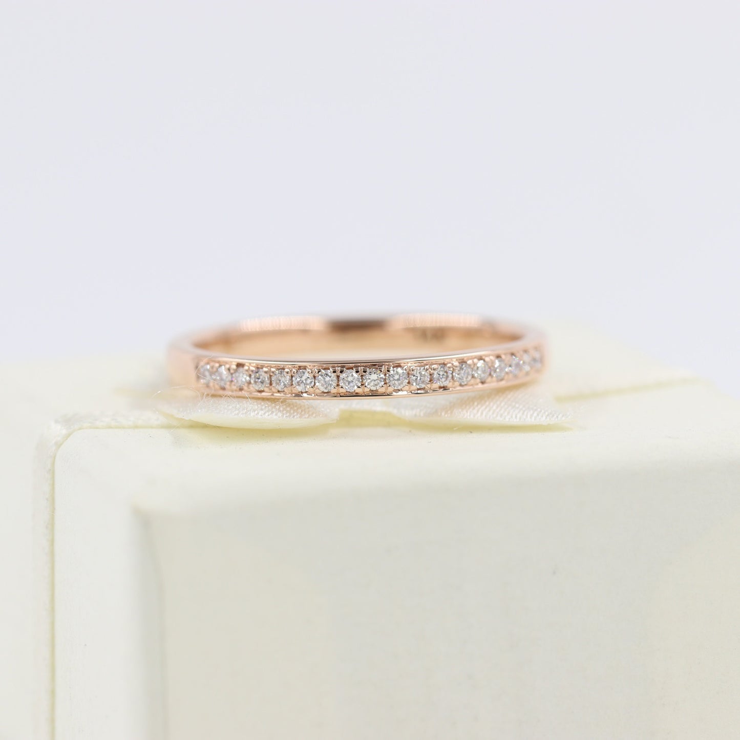 14K Gold Natural Diamond Wedding Band: Handmade Stackable Ring- Anniversary Gift