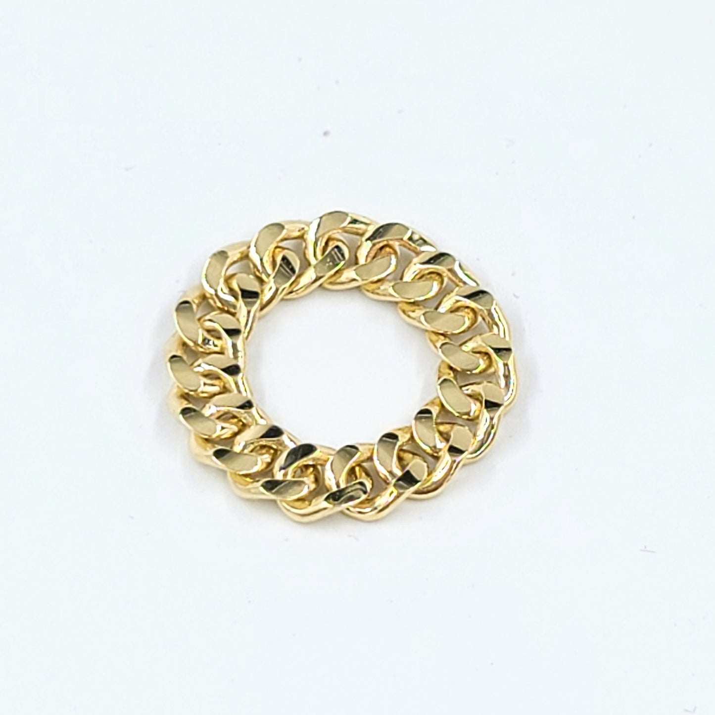 Handmade 14K Solid Gold Cuban Link Ring - Stackable Chain Ring (5.4mm)