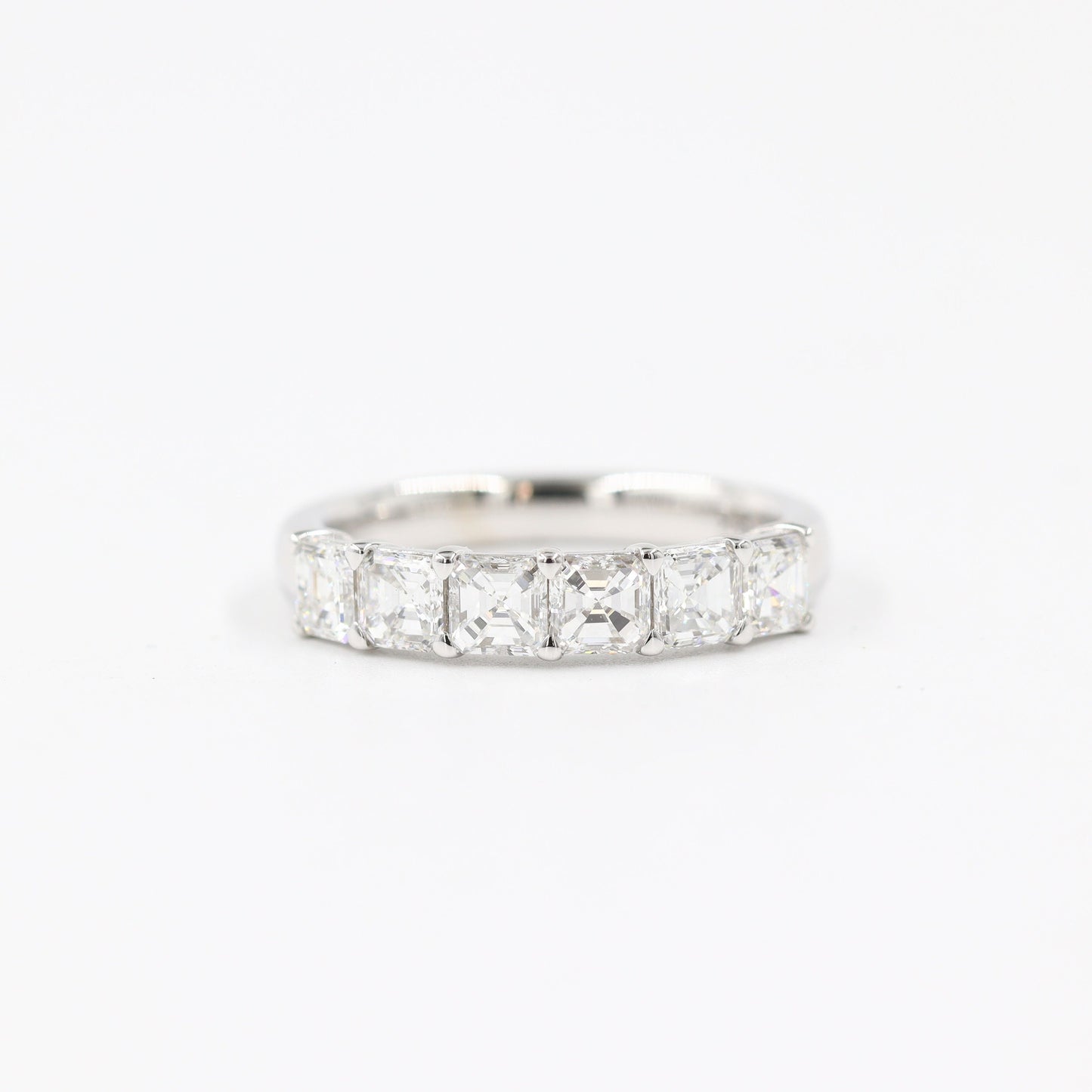 1.35ct Asscher Cut Natural Diamond Wedding Band: 14K Gold Anniversary Ring