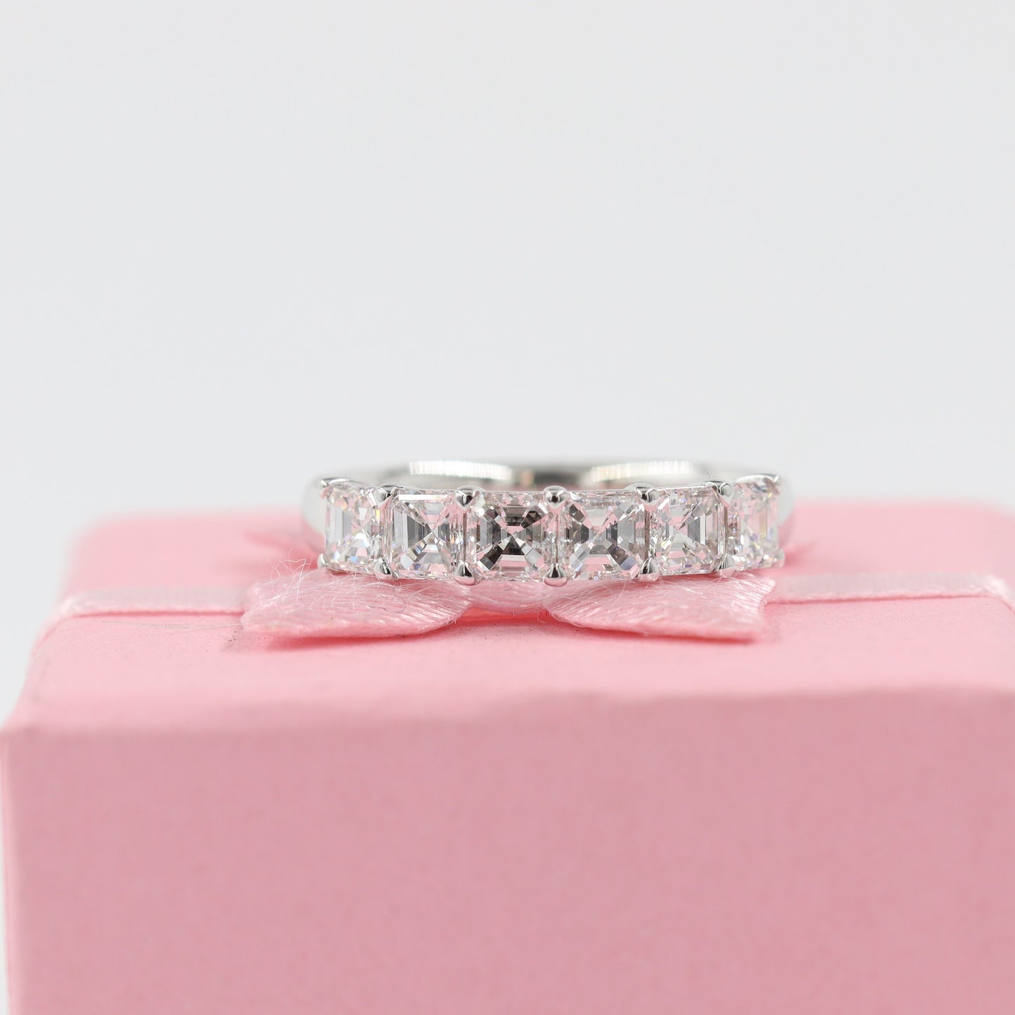 1.35ct Asscher Cut Natural Diamond Wedding Band: 14K Gold Anniversary Ring