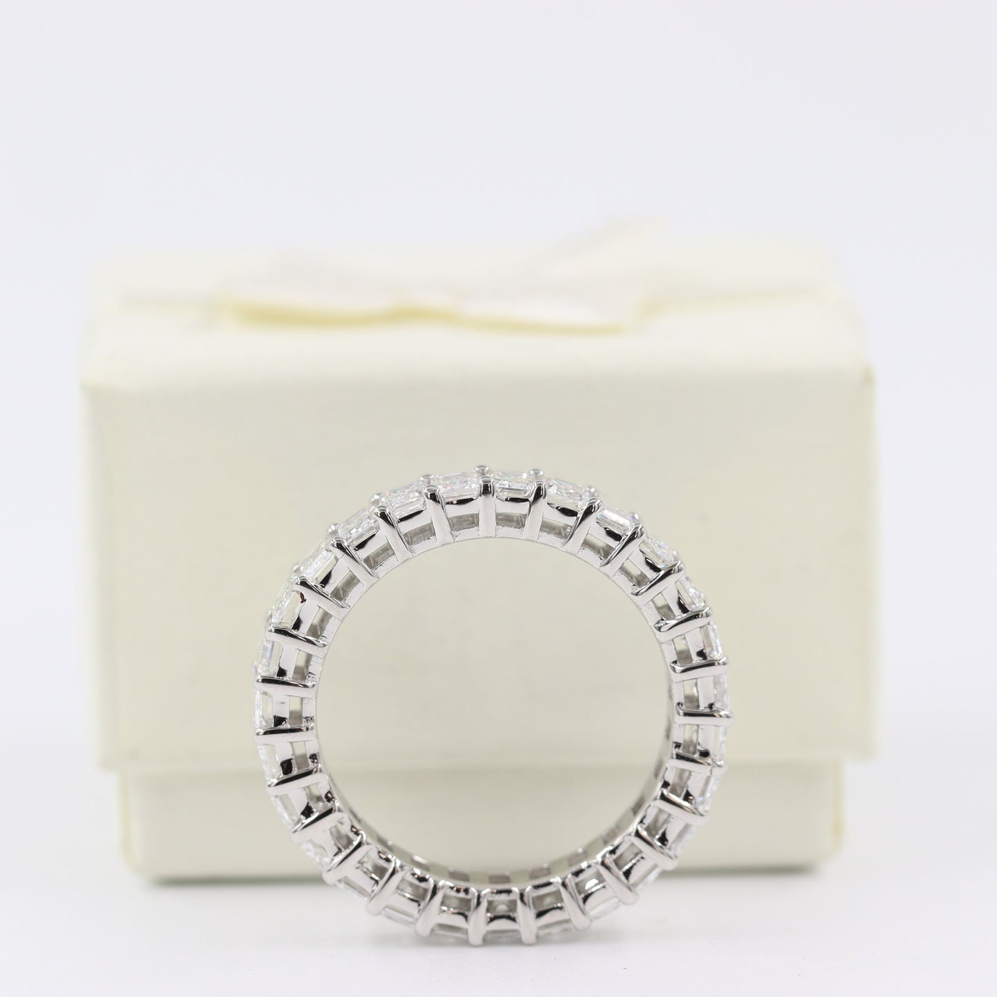 3.8ct Emerald Cut Natural Diamond Wedding Ring: 14K Gold Double Wire Band - Anniversary gift