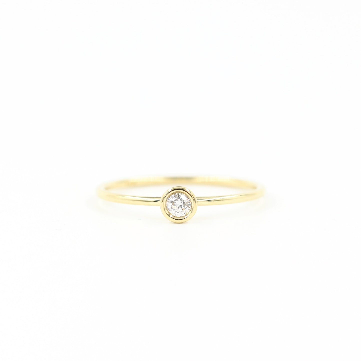 Round.03ct~ .10ct Natural Diamond Bezel Ring  /Stack Diamond Ring / Single Diamond  Ring/ Round Bezel Dainty Ring /  Anniversary Gift