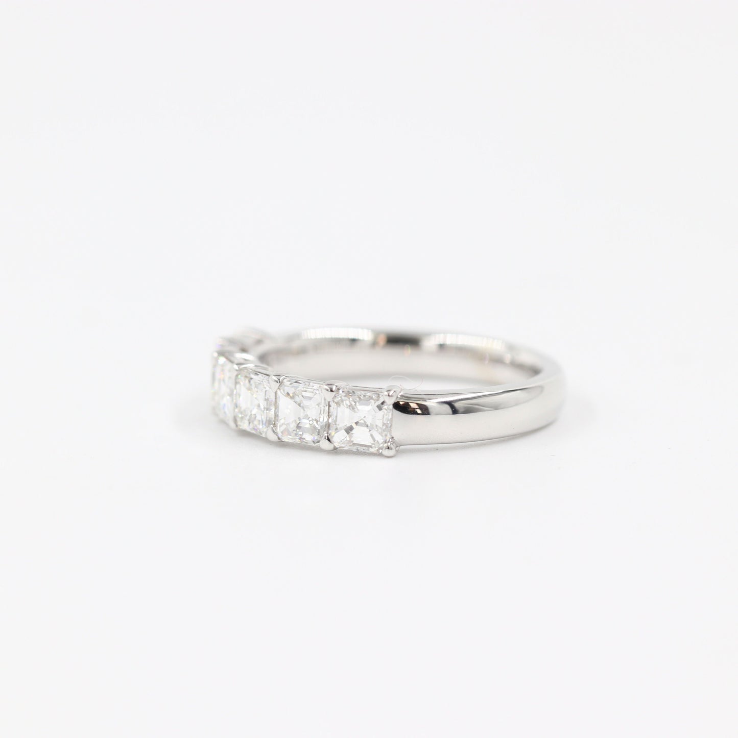 1.35ct Asscher Cut Natural Diamond Wedding Band: 14K Gold Anniversary Ring