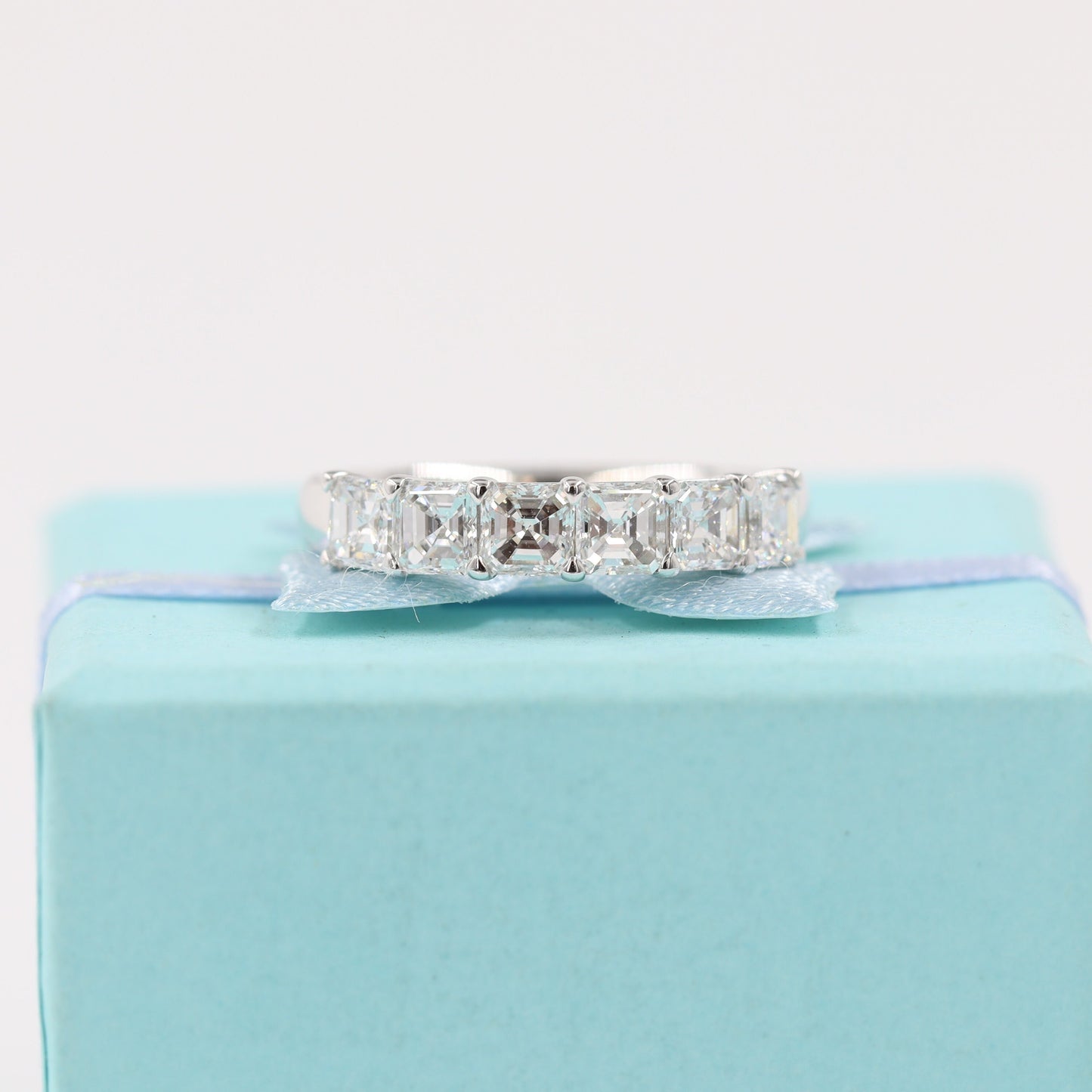 1.35ct Asscher Cut Natural Diamond Wedding Band: 14K Gold Anniversary Ring