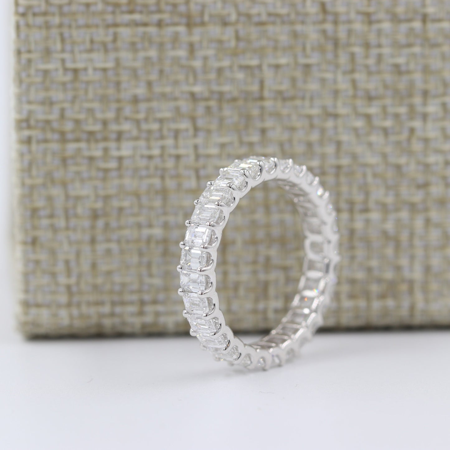 2.8ct Emerald Cut Natural Diamond Wedding Band: 14K Gold Anniversary Ring