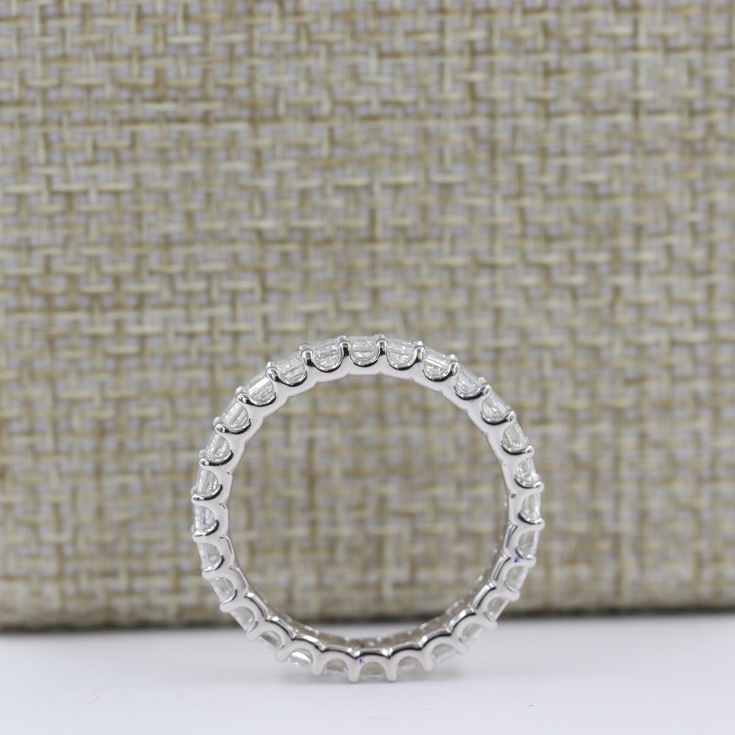 2.8ct Emerald Cut Natural Diamond Wedding Band: 14K Gold Anniversary Ring